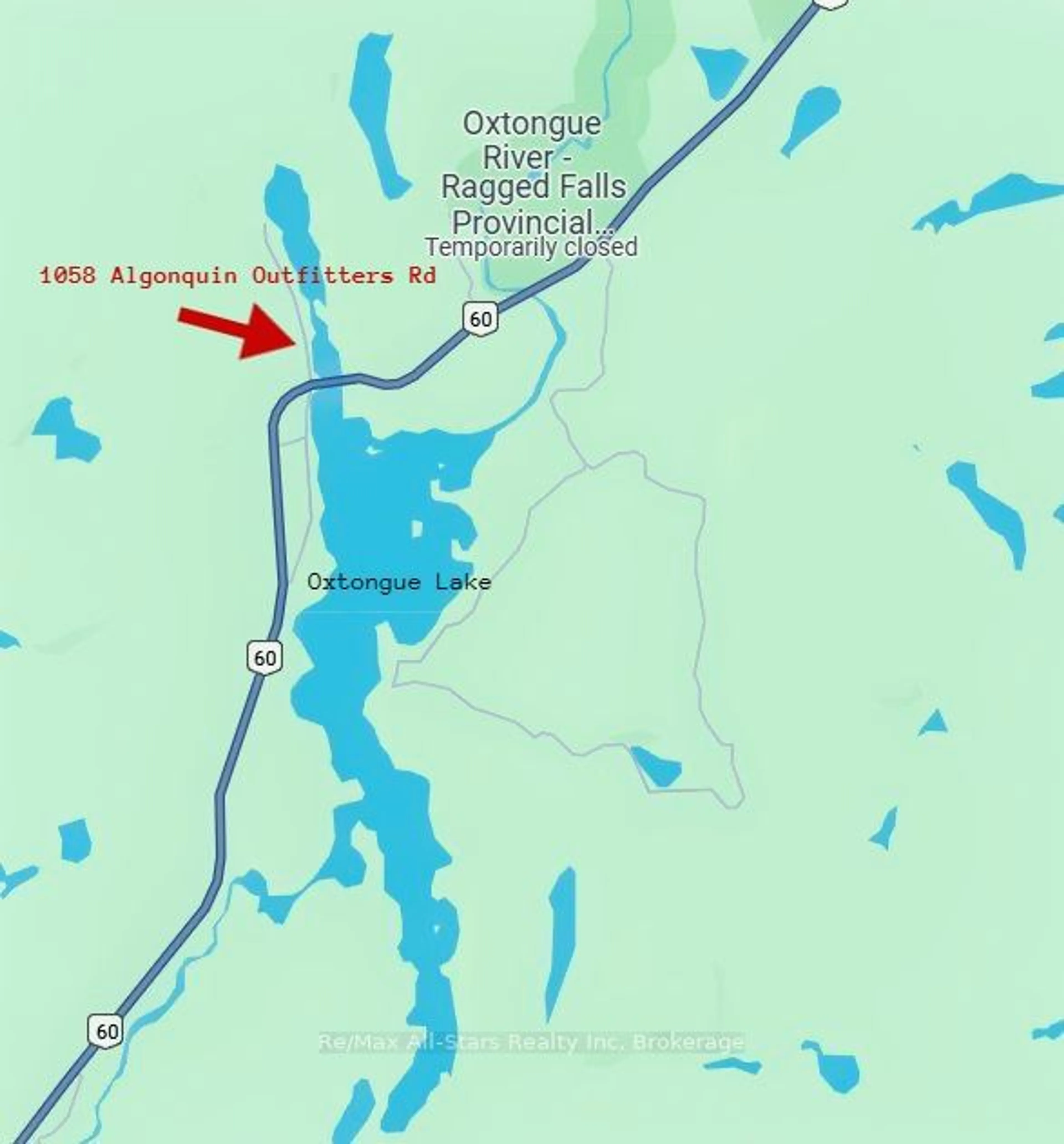 Picture of a map for 1058 Algonquin Outfitters Rd, Algonquin Highlands Ontario P0A 1H0