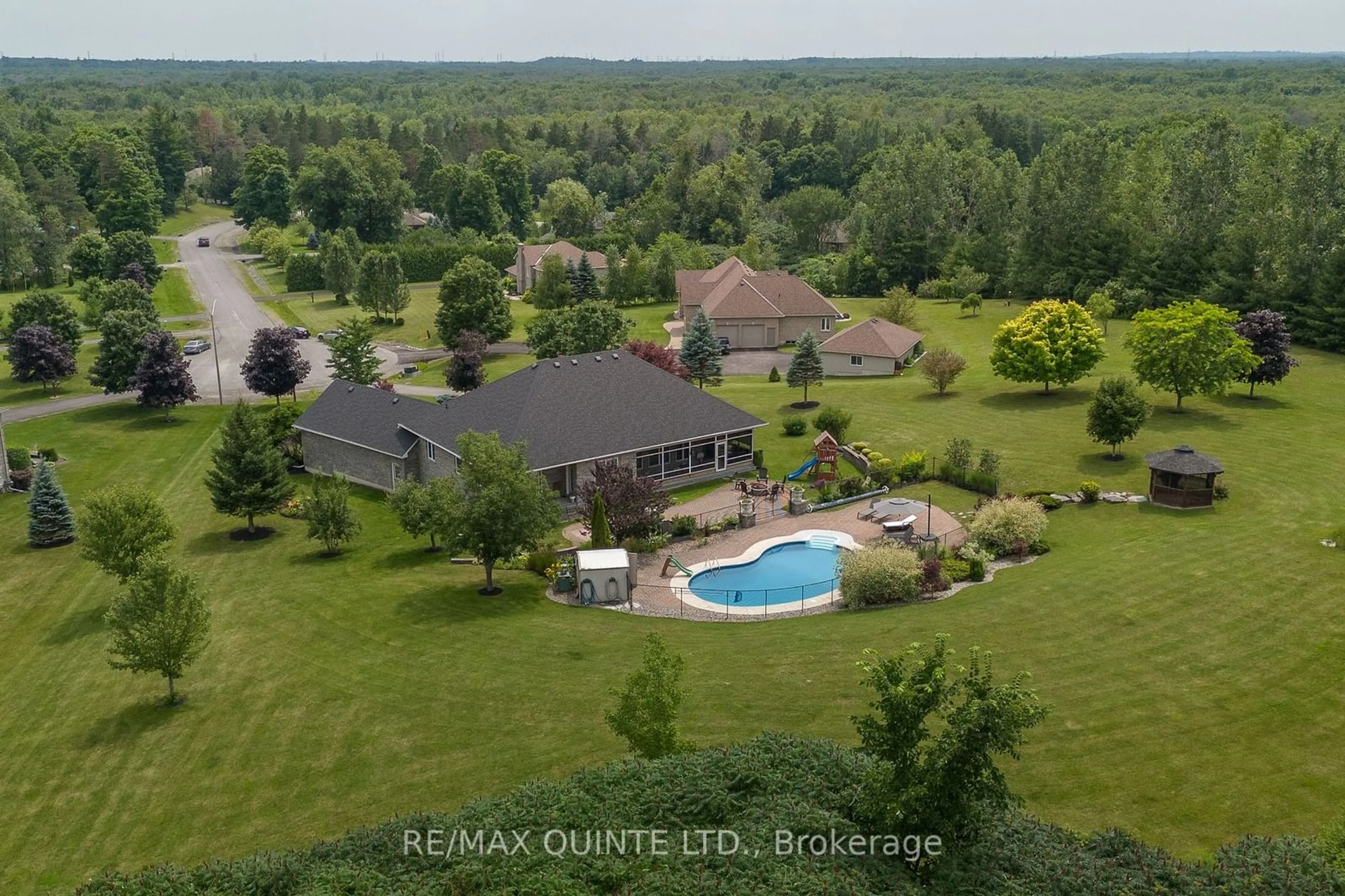 A pic from outside/outdoor area/front of a property/back of a property/a pic from drone, water/lake/river/ocean view for 107 Country Charm Dr, Belleville Ontario K0K 2V0