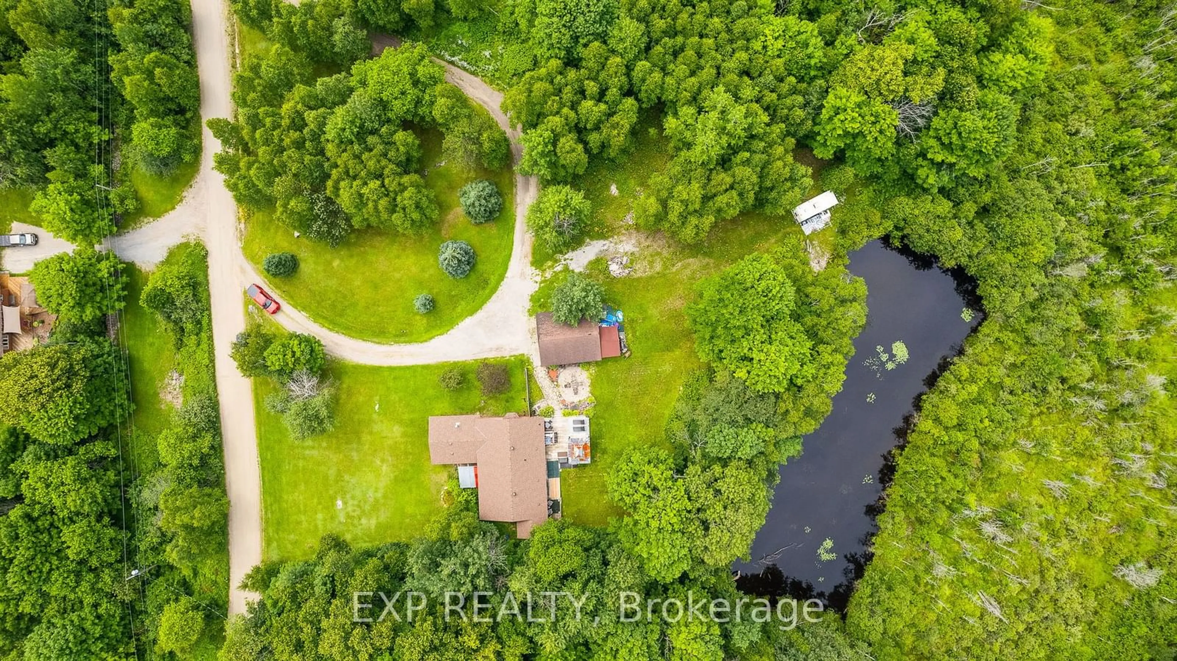 A pic from outside/outdoor area/front of a property/back of a property/a pic from drone, water/lake/river/ocean view for 1037 Kernohan Farm Tr, Minden Hills Ontario K0M 2K0