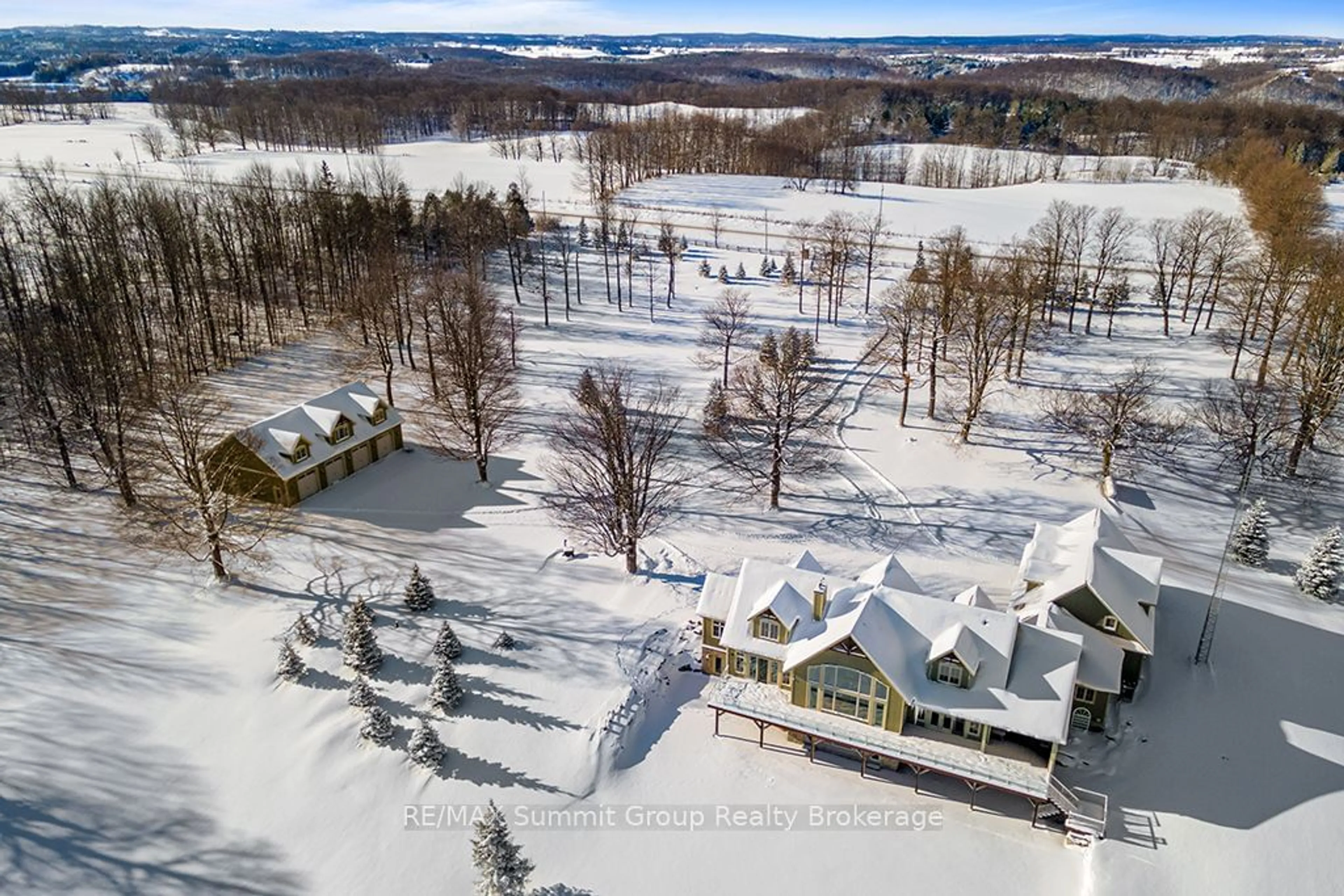 A pic from outside/outdoor area/front of a property/back of a property/a pic from drone, water/lake/river/ocean view for 194109 GREY ROAD 13, Grey Highlands Ontario N0C 1E0