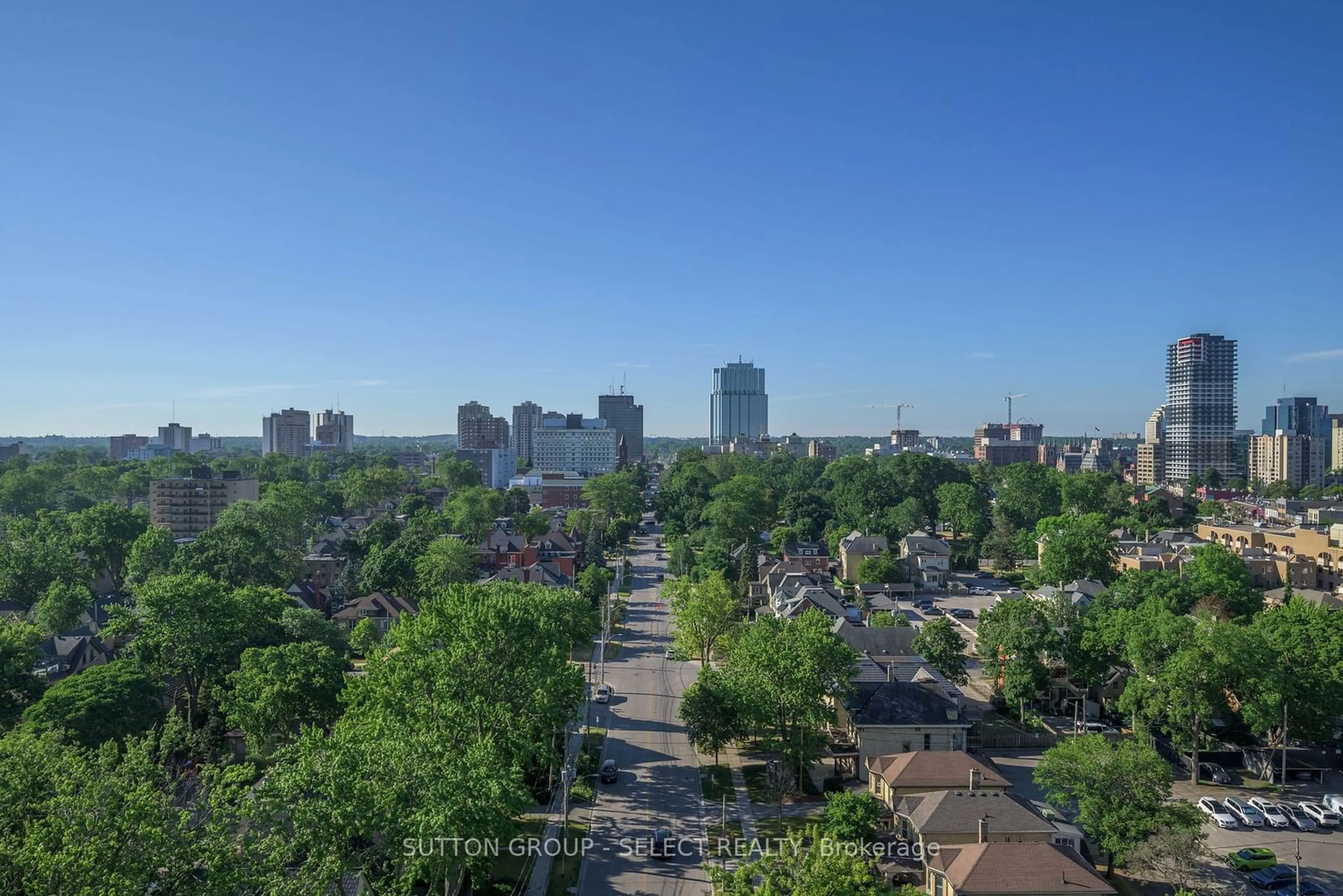 A pic from outside/outdoor area/front of a property/back of a property/a pic from drone, city buildings view from balcony for 250 Pall Mall St #906, London Ontario N6A 6K3