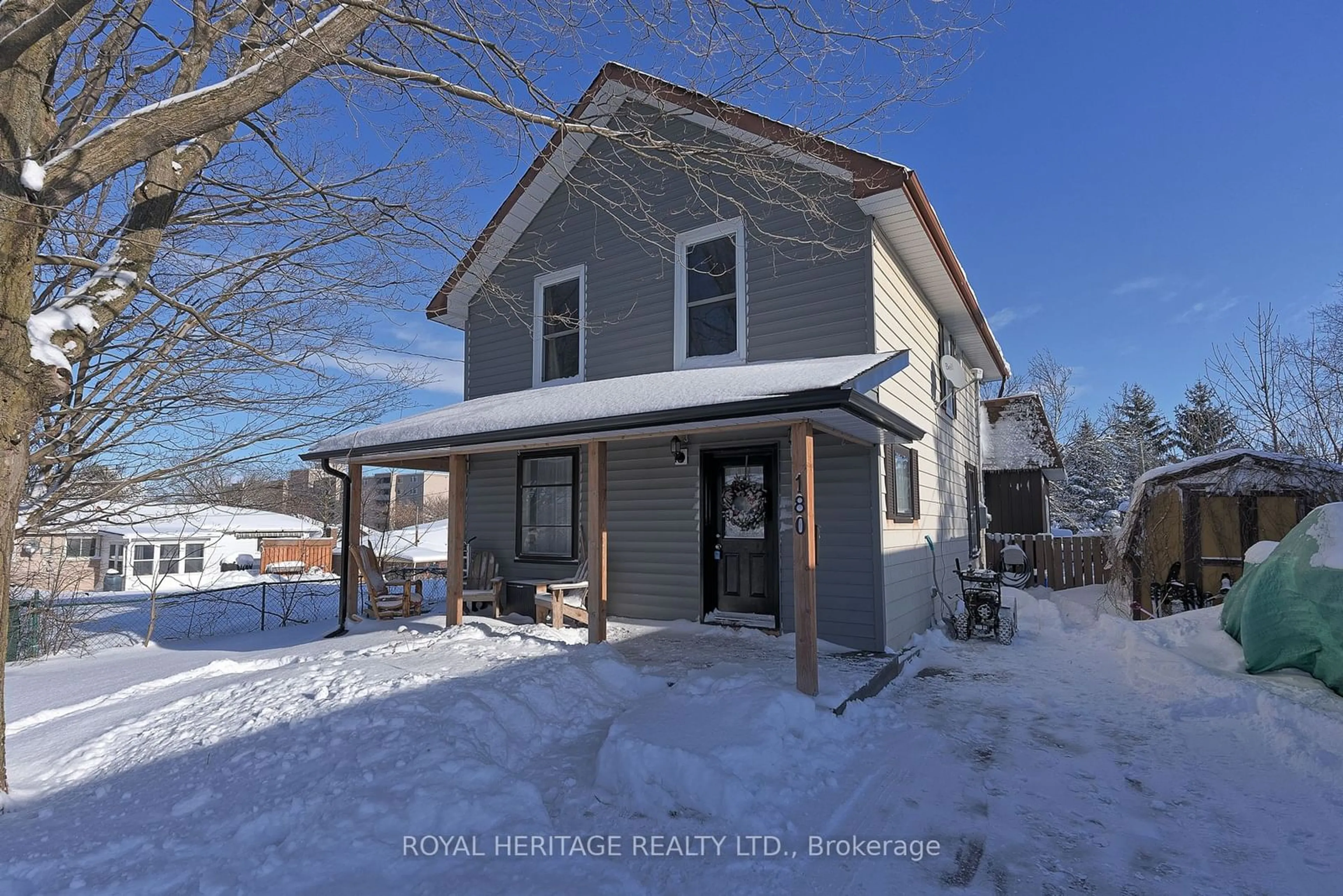 A pic from outside/outdoor area/front of a property/back of a property/a pic from drone, street for 180 Angeline St, Kawartha Lakes Ontario K9V 4X2