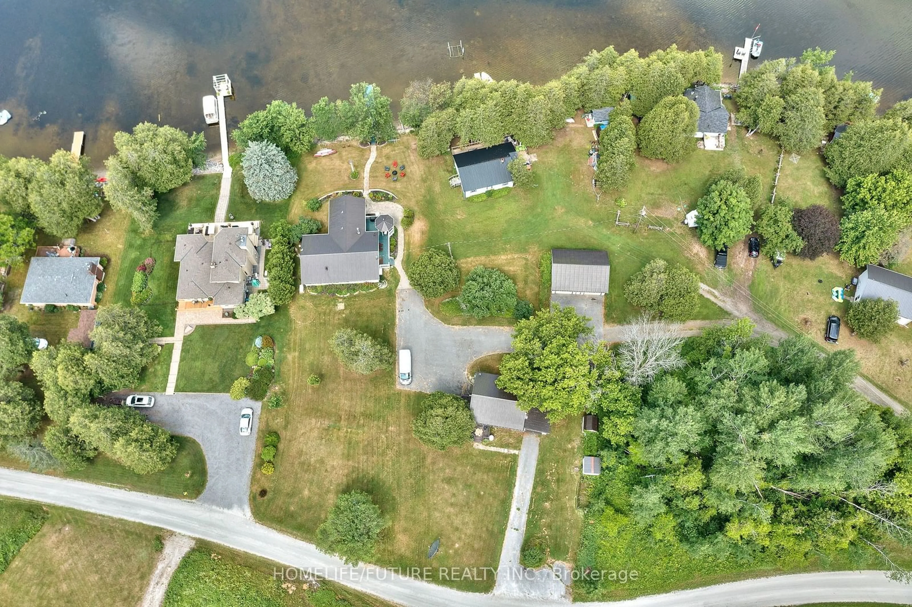 A pic from outside/outdoor area/front of a property/back of a property/a pic from drone, water/lake/river/ocean view for 442 Hall Shore Dr, Lanark Highlands Ontario K0G 1M0