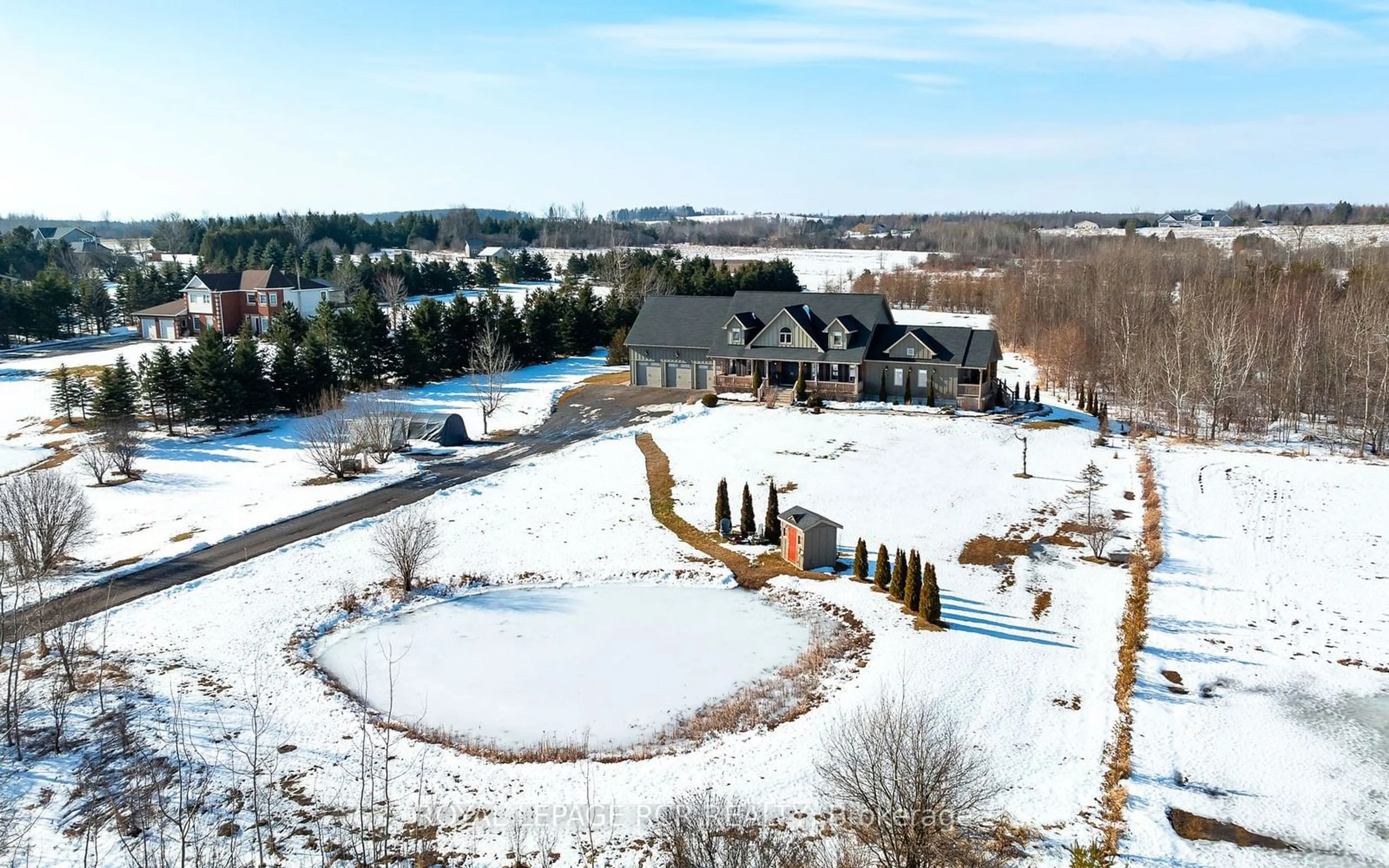 A pic from outside/outdoor area/front of a property/back of a property/a pic from drone, mountain view for 513442 2nd Line, Amaranth Ontario L9W 0S4