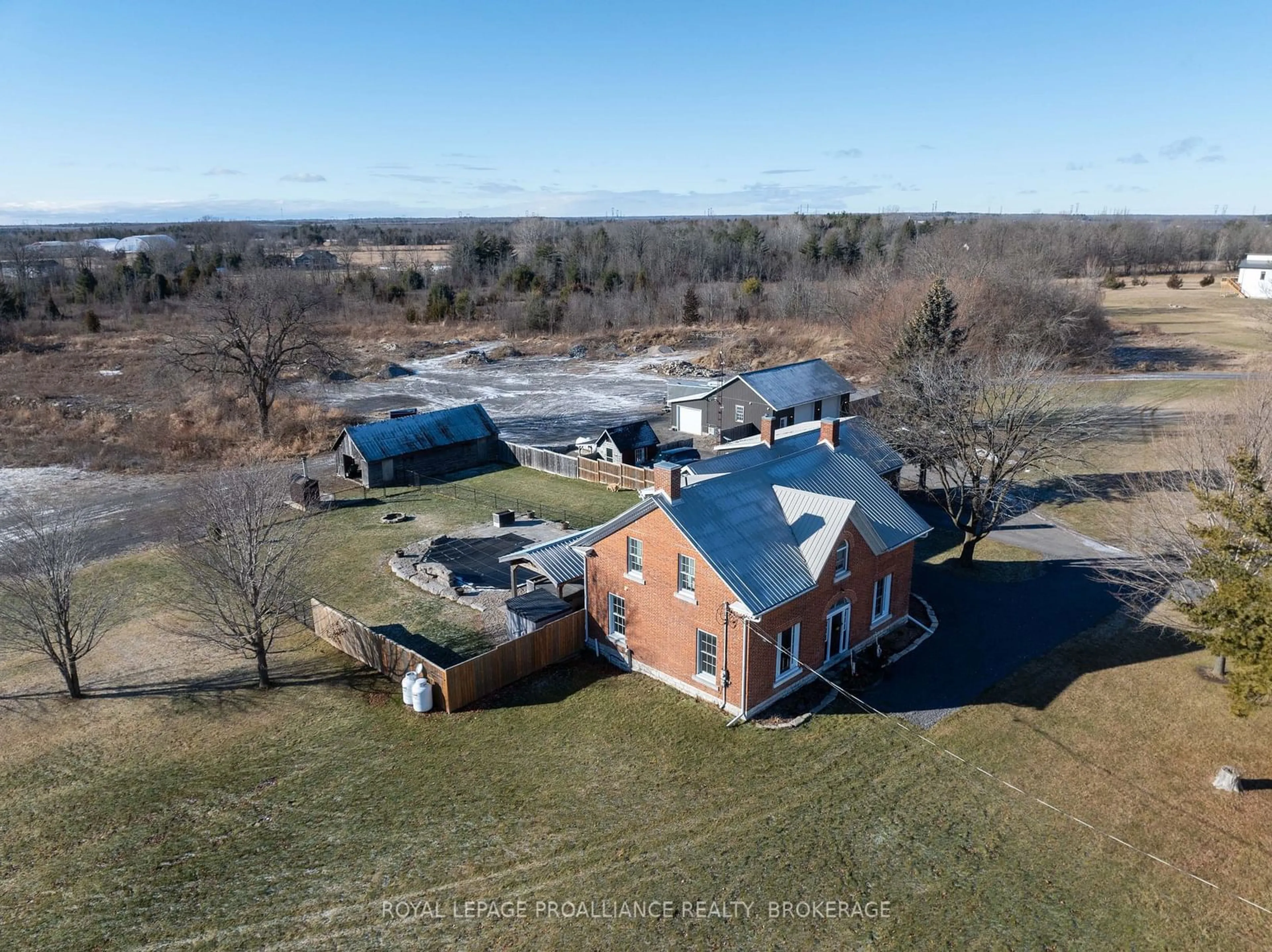 A pic from outside/outdoor area/front of a property/back of a property/a pic from drone, water/lake/river/ocean view for 2555 County Road 38, Kingston Ontario K7P 2Y7