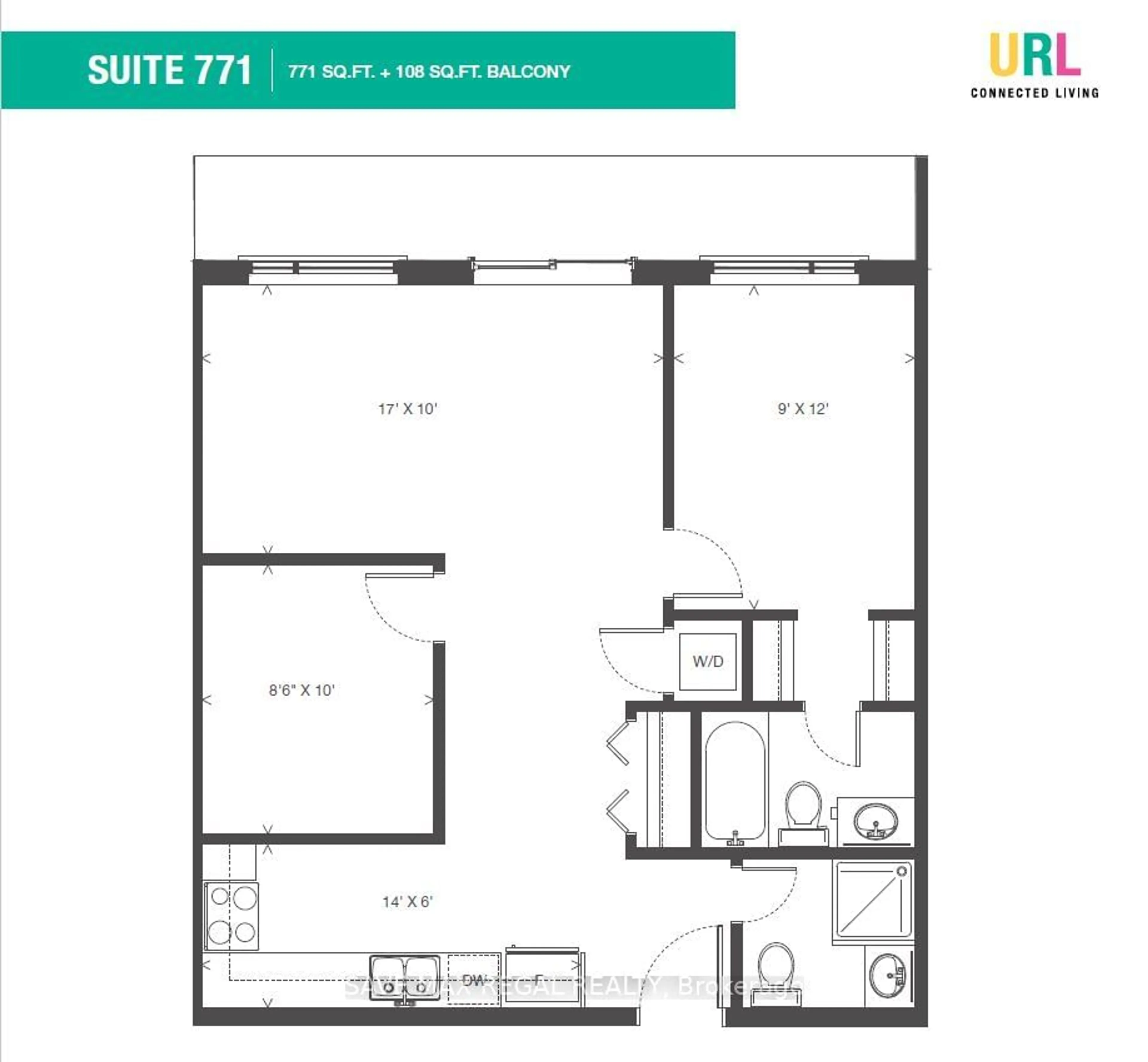 Floor plan for 275 Larch St #B606, Waterloo Ontario N2L 3R2