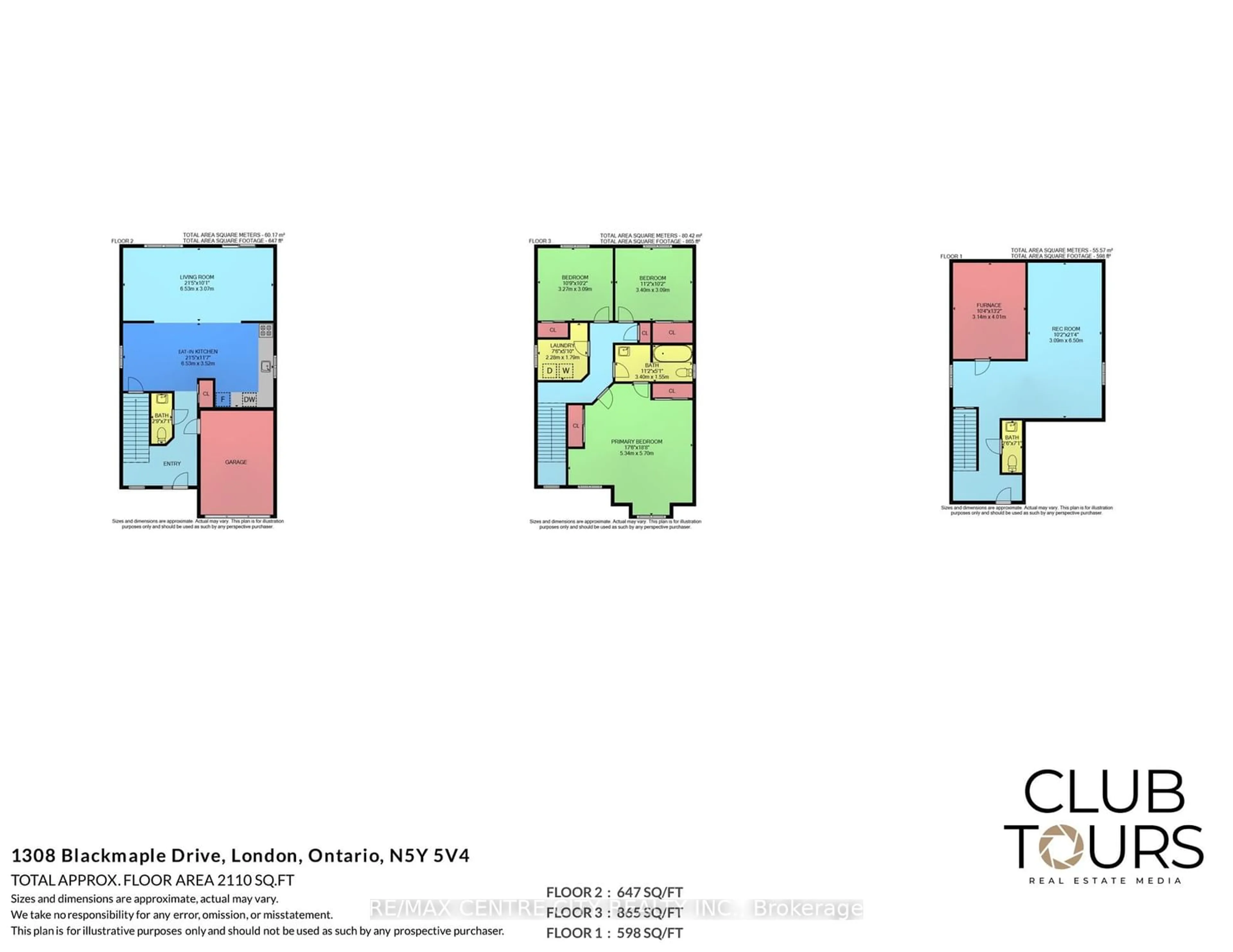 Floor plan for 1308 Blackmaple Dr, London Ontario N5Y 5V4