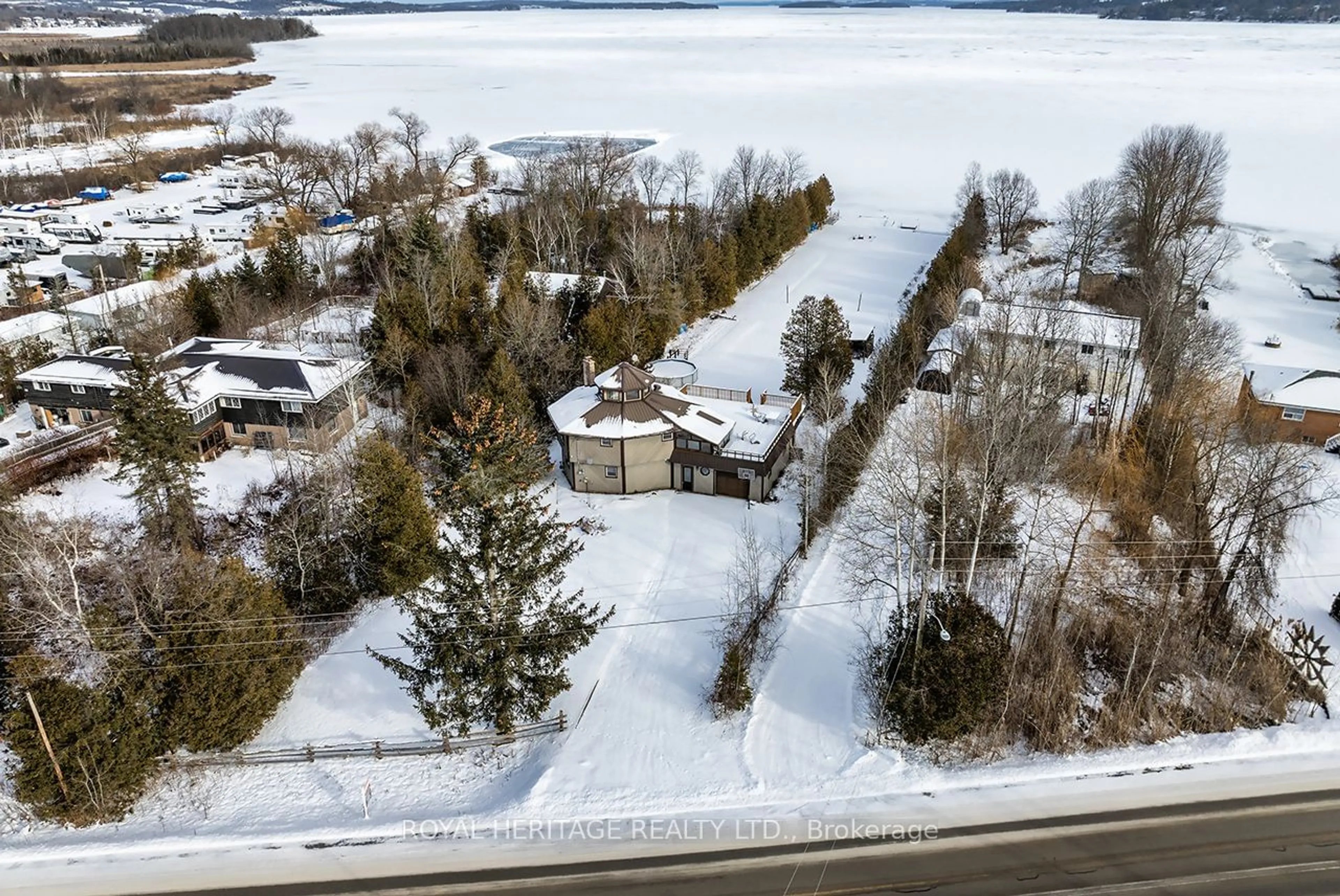 A pic from outside/outdoor area/front of a property/back of a property/a pic from drone, water/lake/river/ocean view for 5225 Rice Lake Dr, Hamilton Township Ontario K0L 1E0