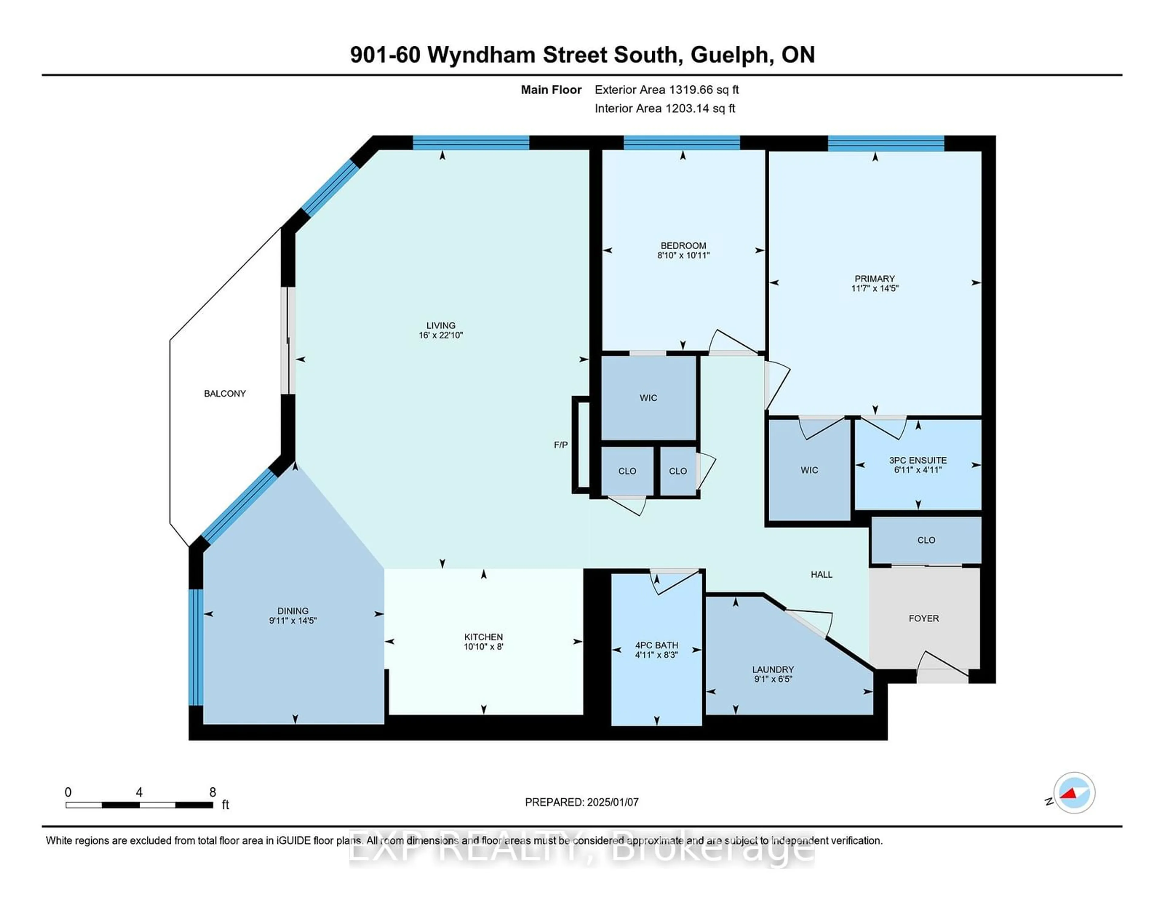 Floor plan for 60 Wyndham St #901, Guelph Ontario N1E 7H7