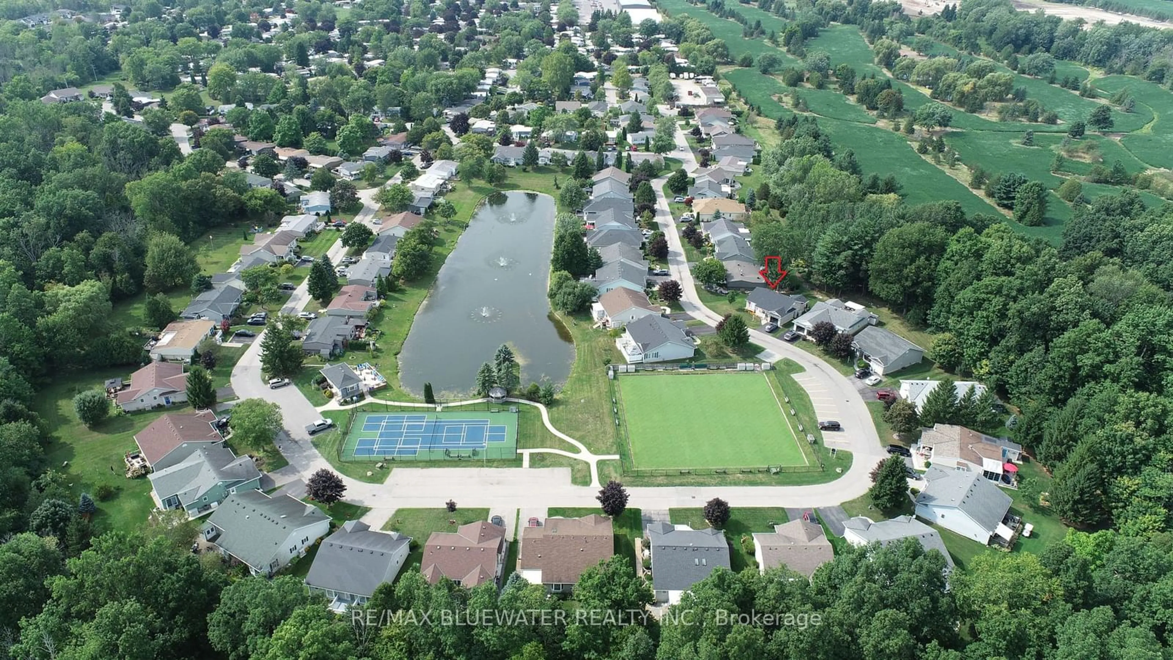 A pic from outside/outdoor area/front of a property/back of a property/a pic from drone, water/lake/river/ocean view for 366 Shannon Blvd, South Huron Ontario N0M 1T0