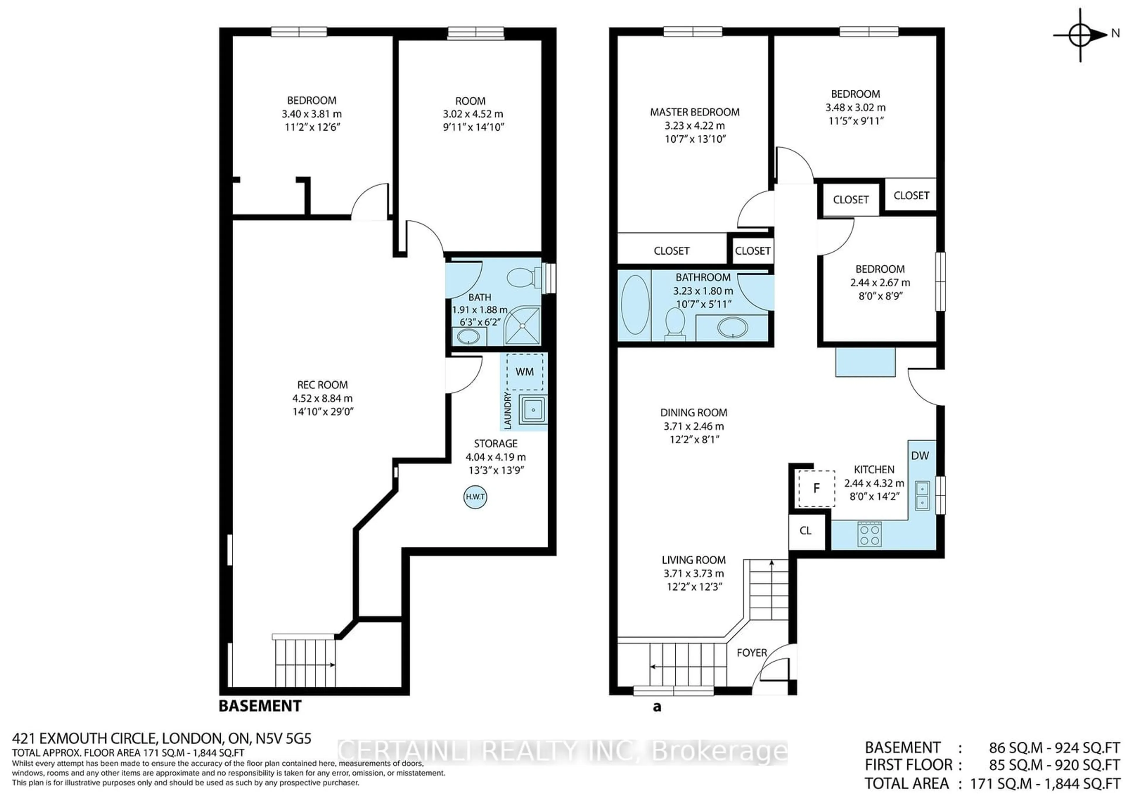 Floor plan for 421 Exmouth Circ, London Ontario N5V 5G5