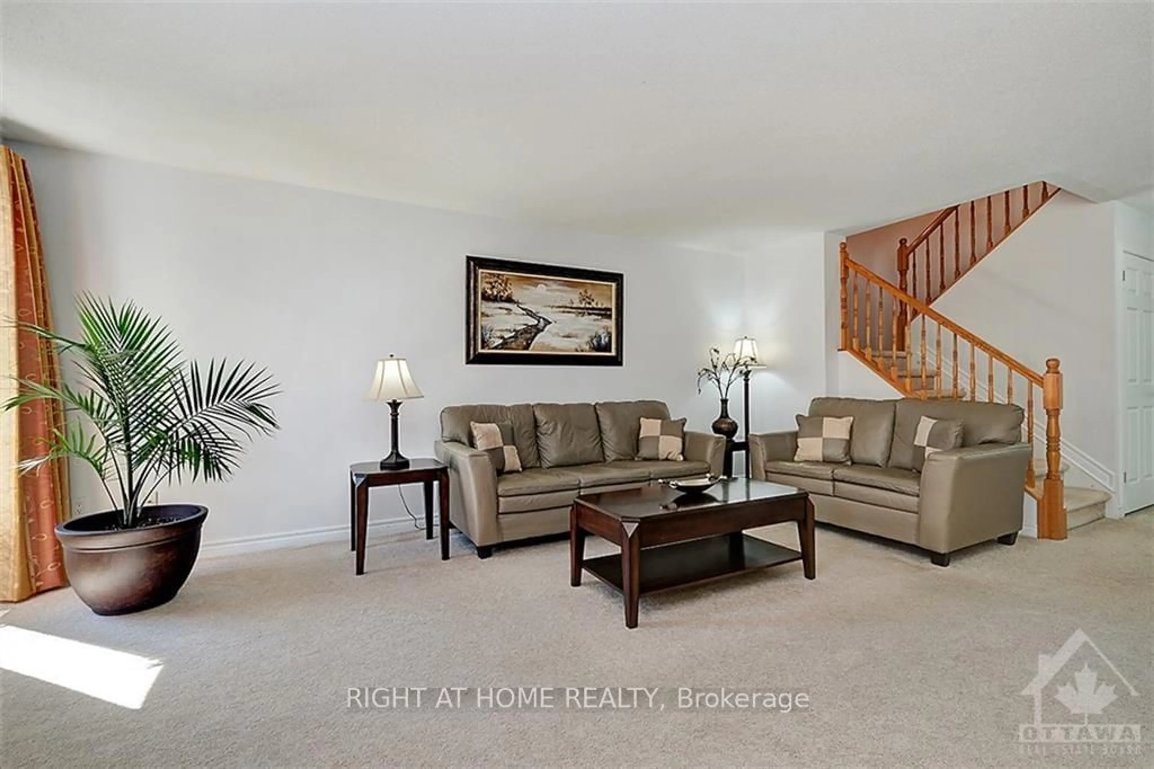 Living room with furniture, carpet floor for 849 Clearbrook Dr, Barrhaven Ontario K2J 0B3