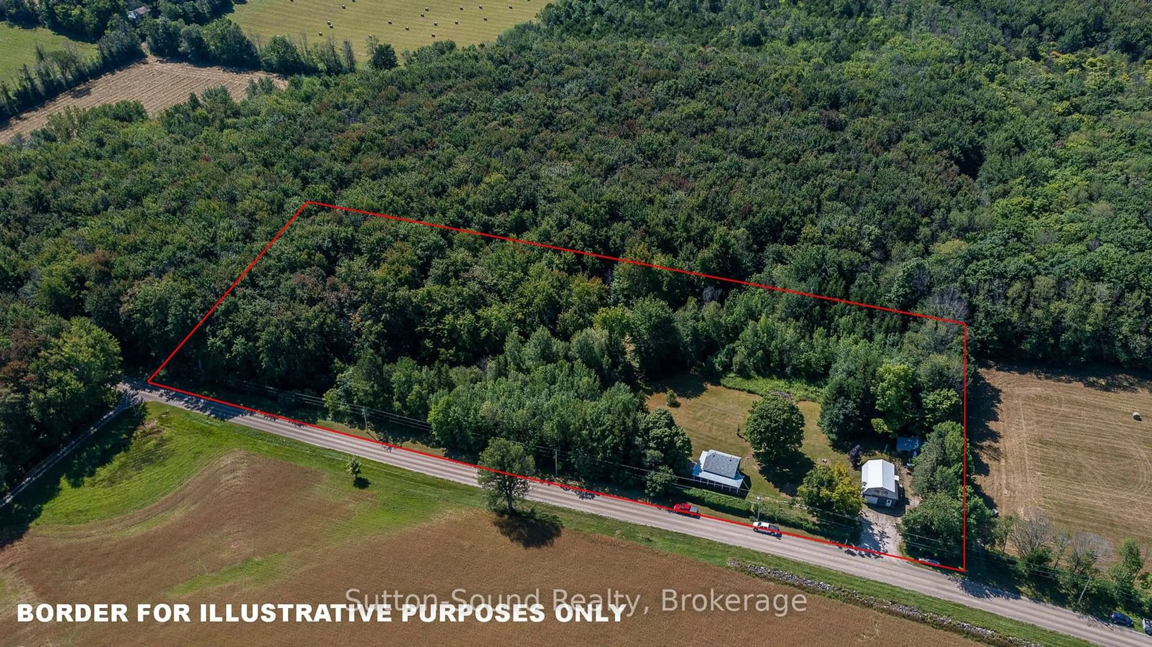 A pic from outside/outdoor area/front of a property/back of a property/a pic from drone, forest/trees view for 361232 Concession 16, Georgian Bluffs Ontario N0H 2T0