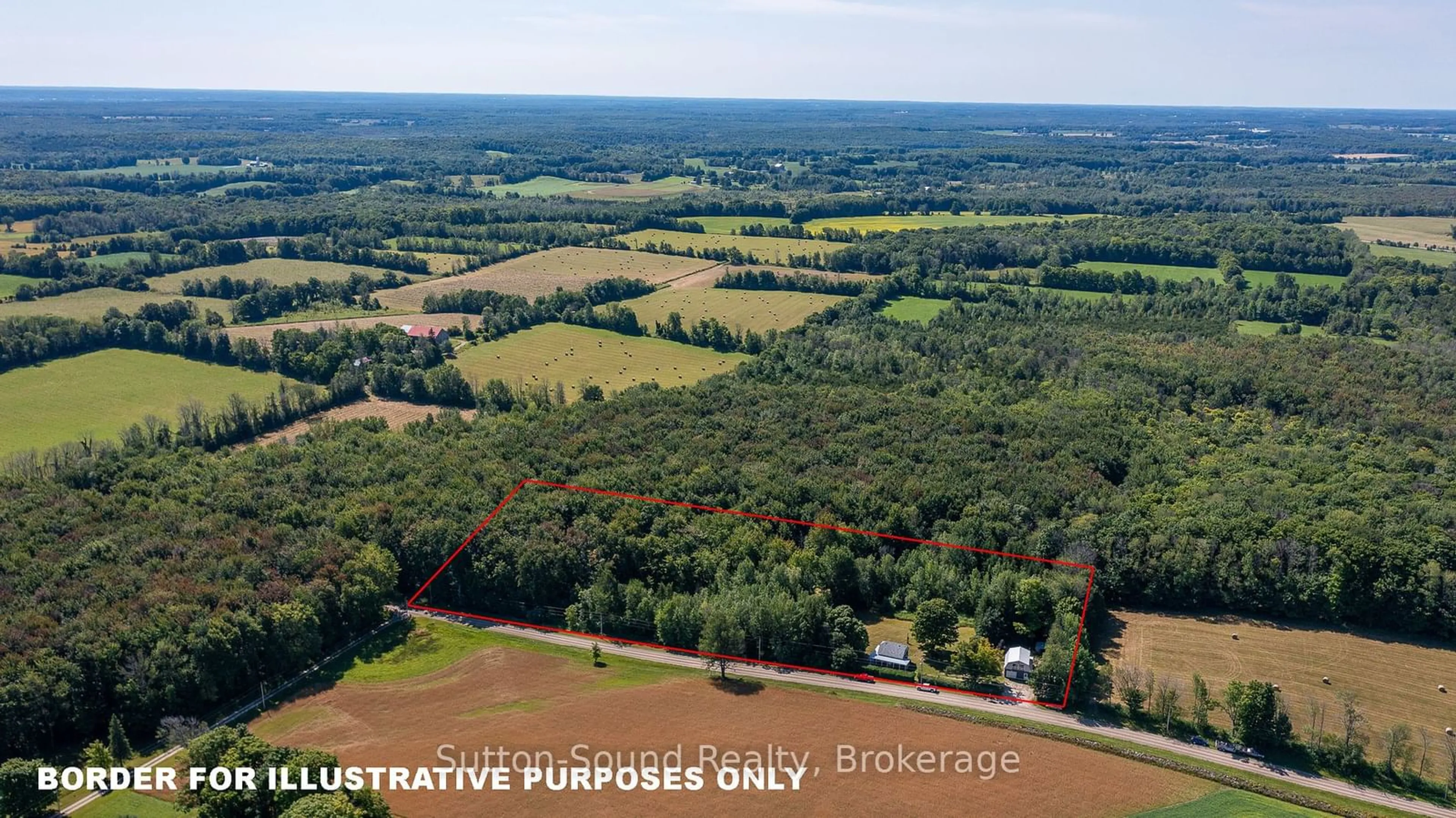 A pic from outside/outdoor area/front of a property/back of a property/a pic from drone, forest/trees view for 361232 Concession 16, Georgian Bluffs Ontario N0H 2T0