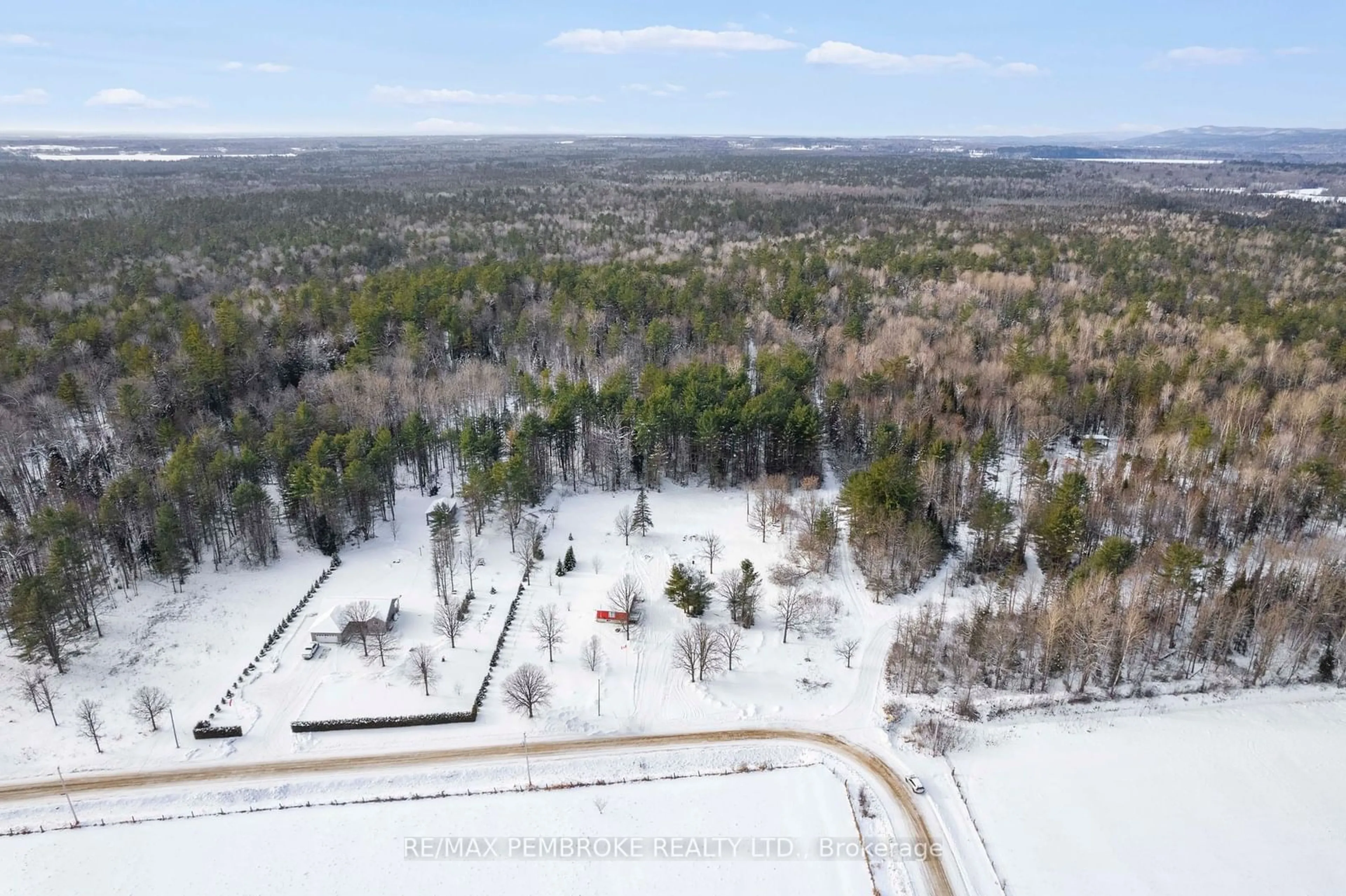 A pic from outside/outdoor area/front of a property/back of a property/a pic from drone, forest/trees view for 1131 Wright Rd, Whitewater Region Ontario K0J 2L0