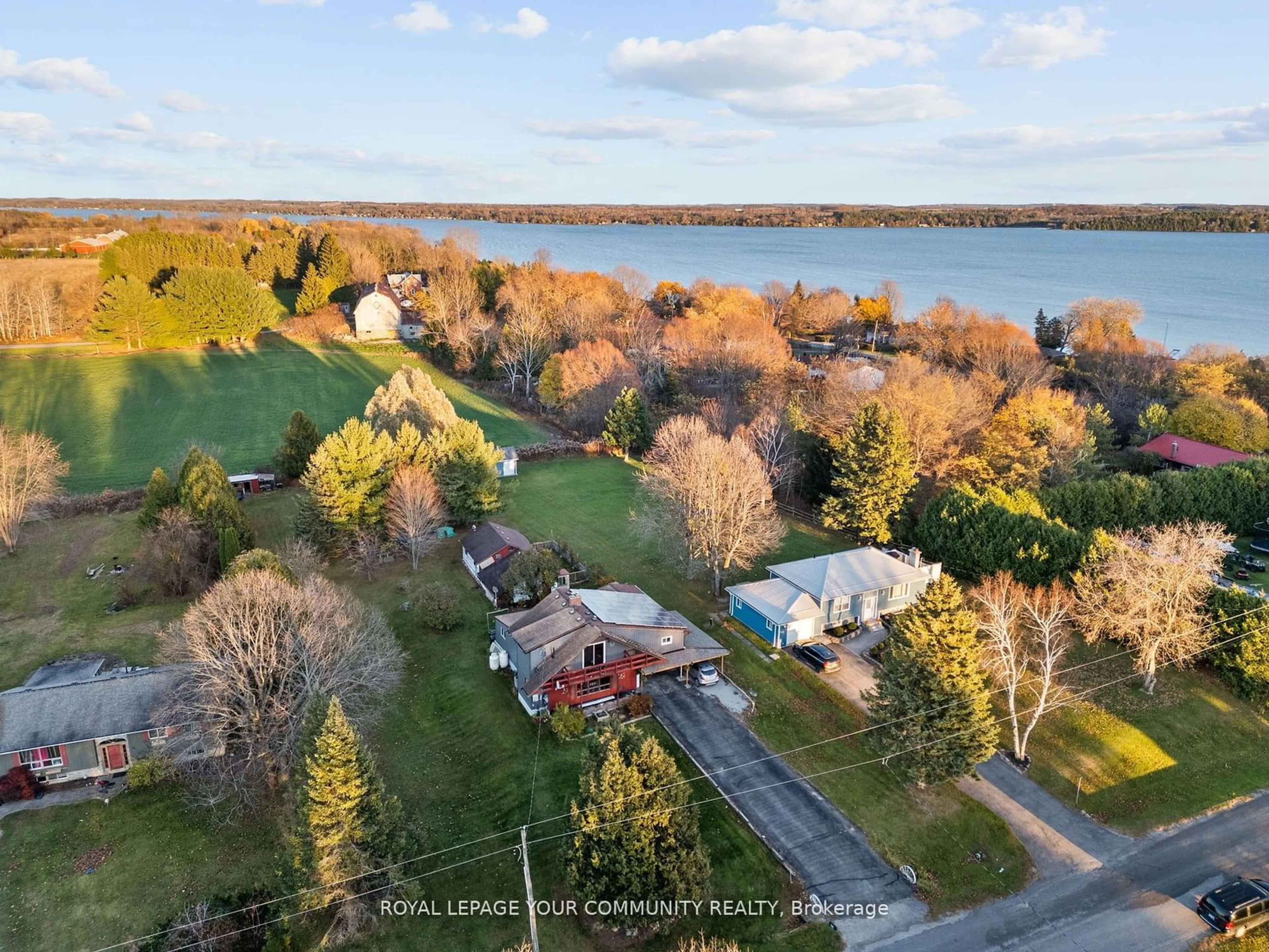 A pic from outside/outdoor area/front of a property/back of a property/a pic from drone, water/lake/river/ocean view for 79 Ball Point Rd, Kawartha Lakes Ontario K0M 2C0