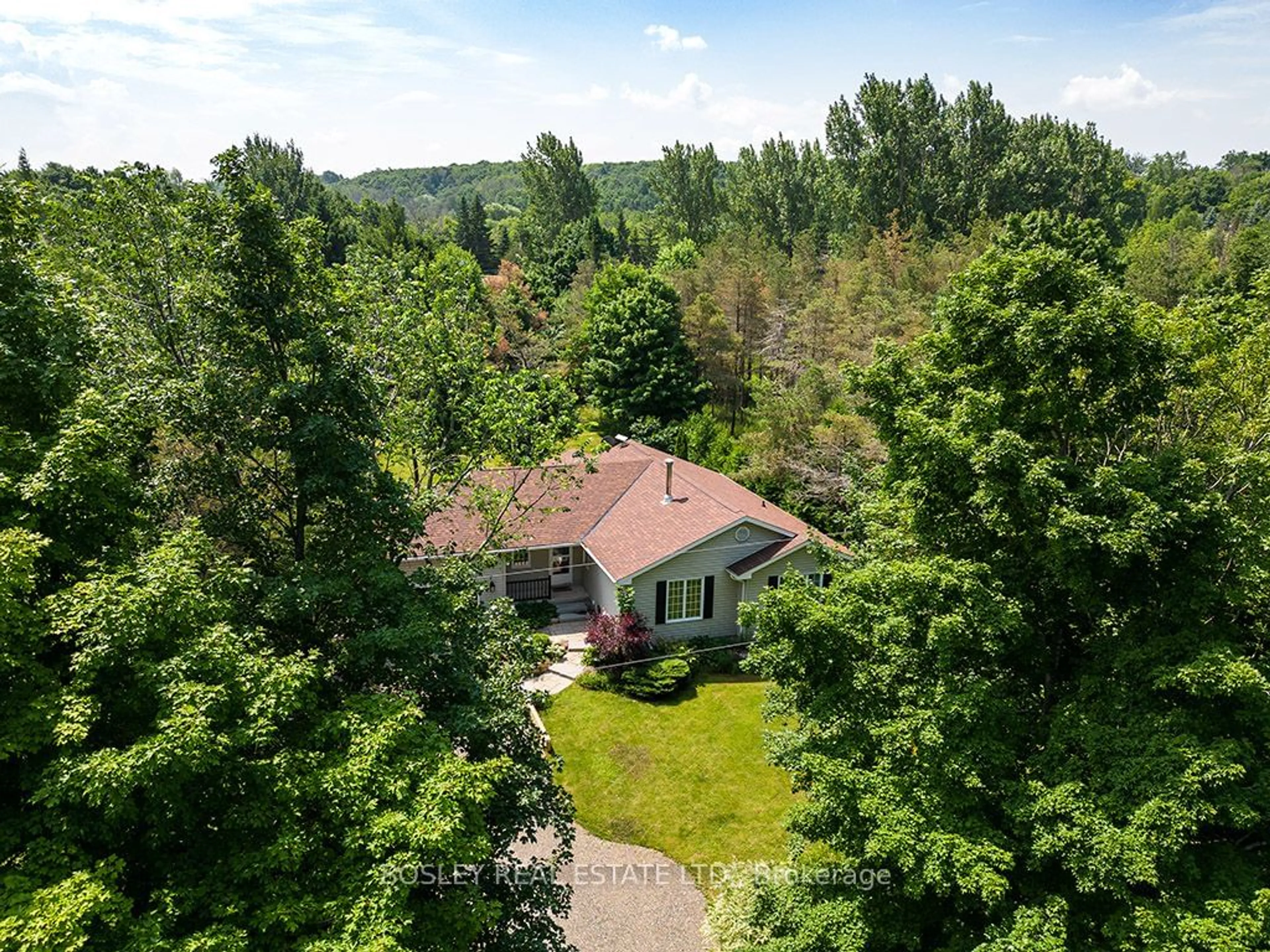 A pic from outside/outdoor area/front of a property/back of a property/a pic from drone, forest/trees view for 136 Maple Lane, Blue Mountains Ontario N0H 2E0