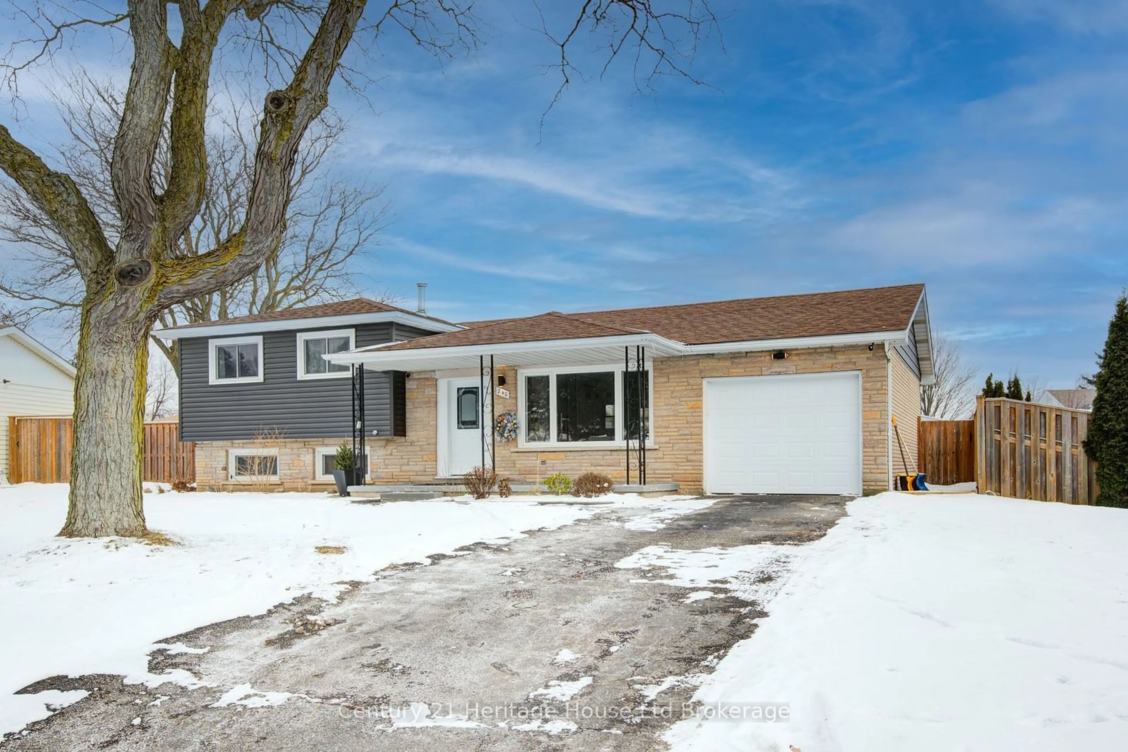 Home with vinyl exterior material, street for 240 St Laurent Cres, Woodstock Ontario N4S 7T7