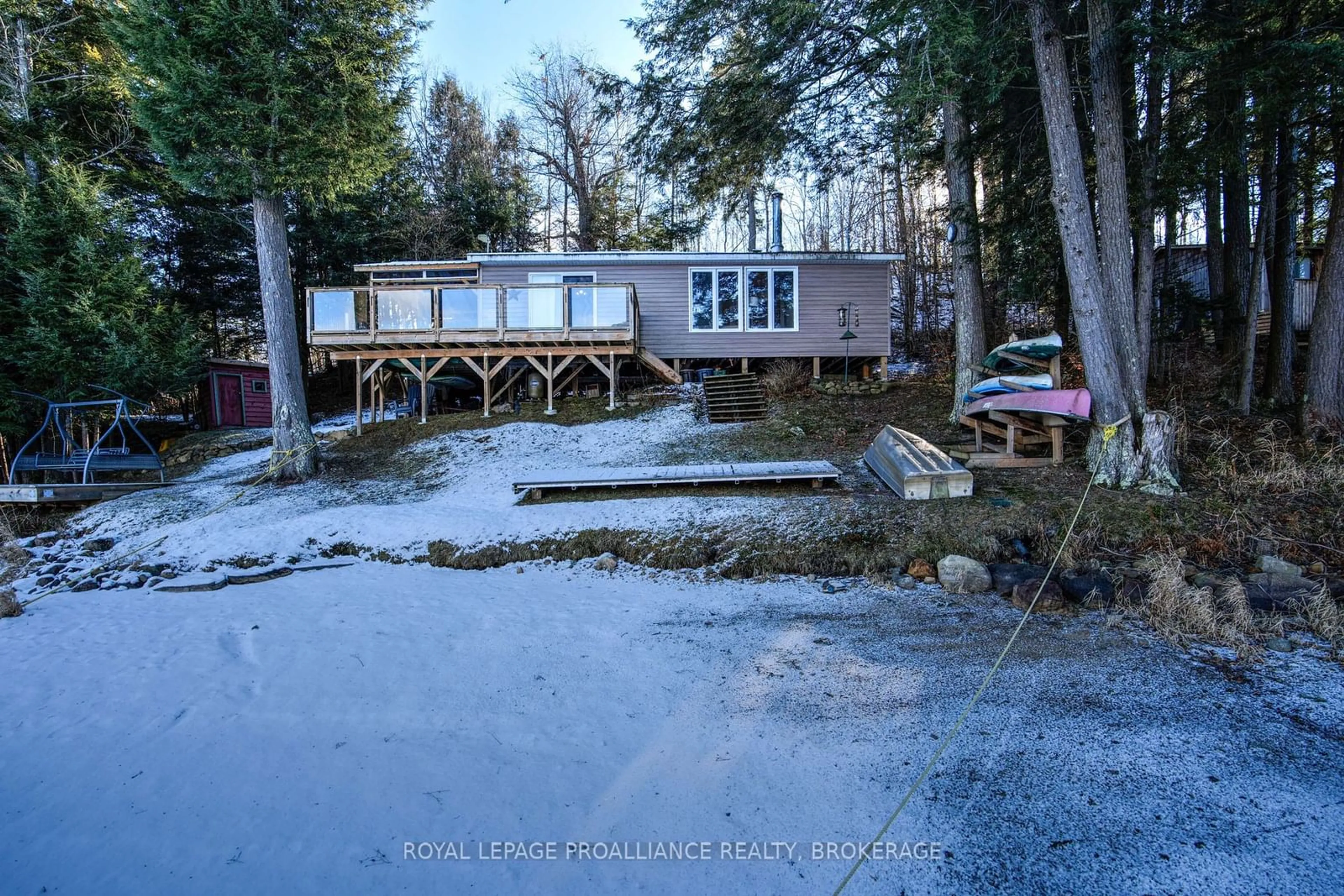 A pic from outside/outdoor area/front of a property/back of a property/a pic from drone, water/lake/river/ocean view for 3016 Crozier Road B, Tay Valley Ontario K0G 1X0