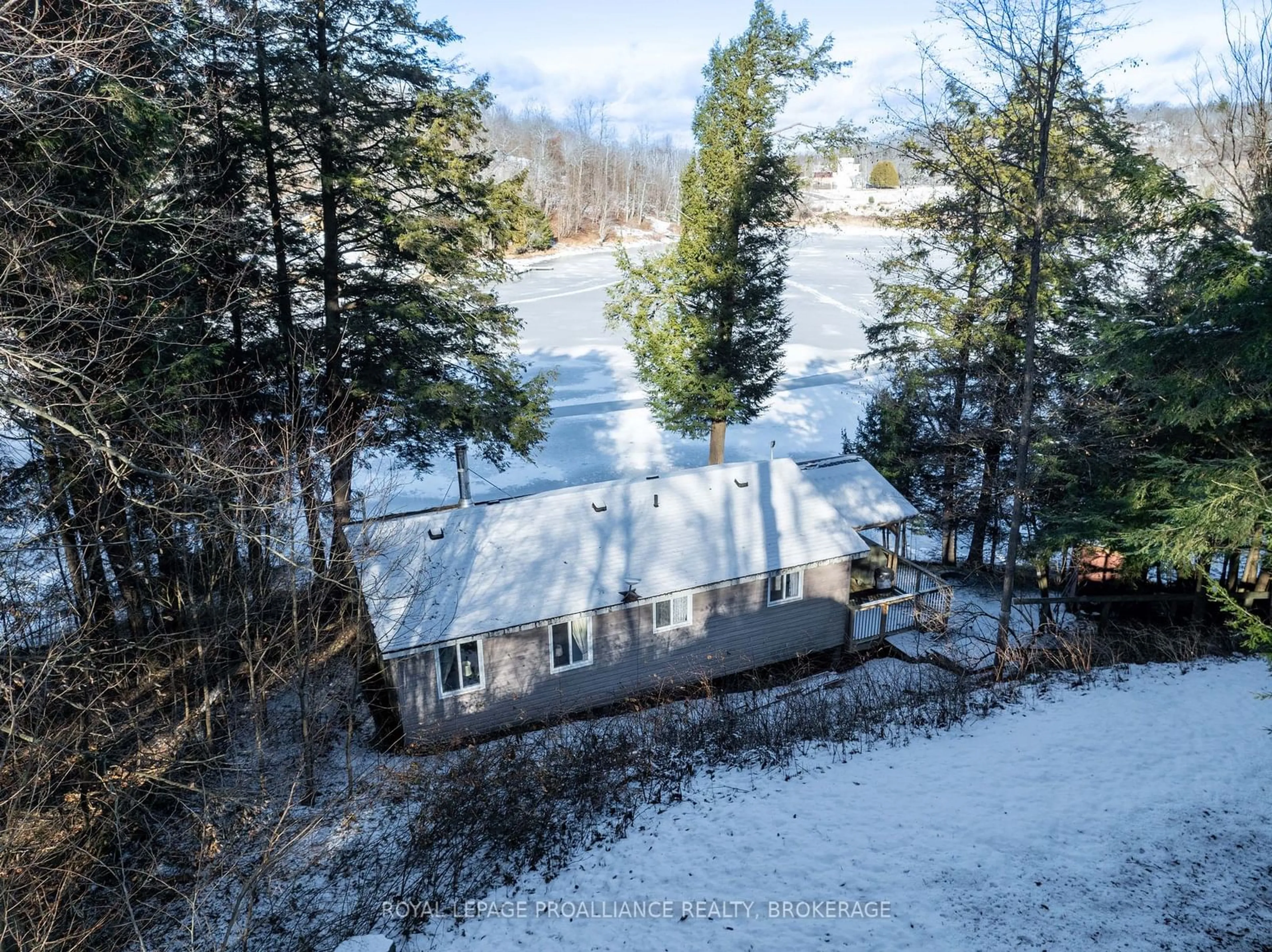 A pic from outside/outdoor area/front of a property/back of a property/a pic from drone, water/lake/river/ocean view for 3016 Crozier Road B, Tay Valley Ontario K0G 1X0