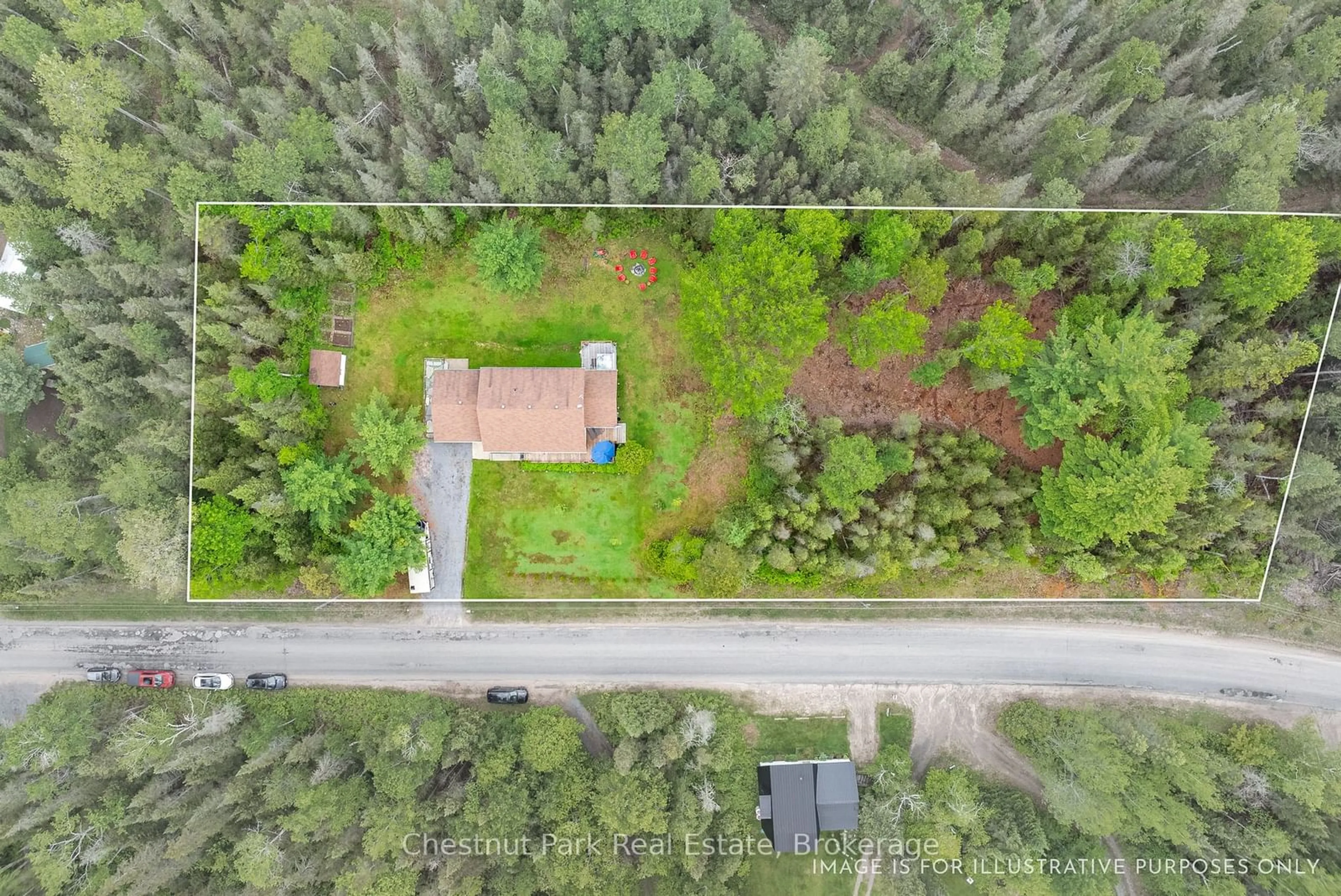 A pic from outside/outdoor area/front of a property/back of a property/a pic from drone, forest/trees view for 156 Lakeshore Rd, Strong Ontario P0A 1Z0