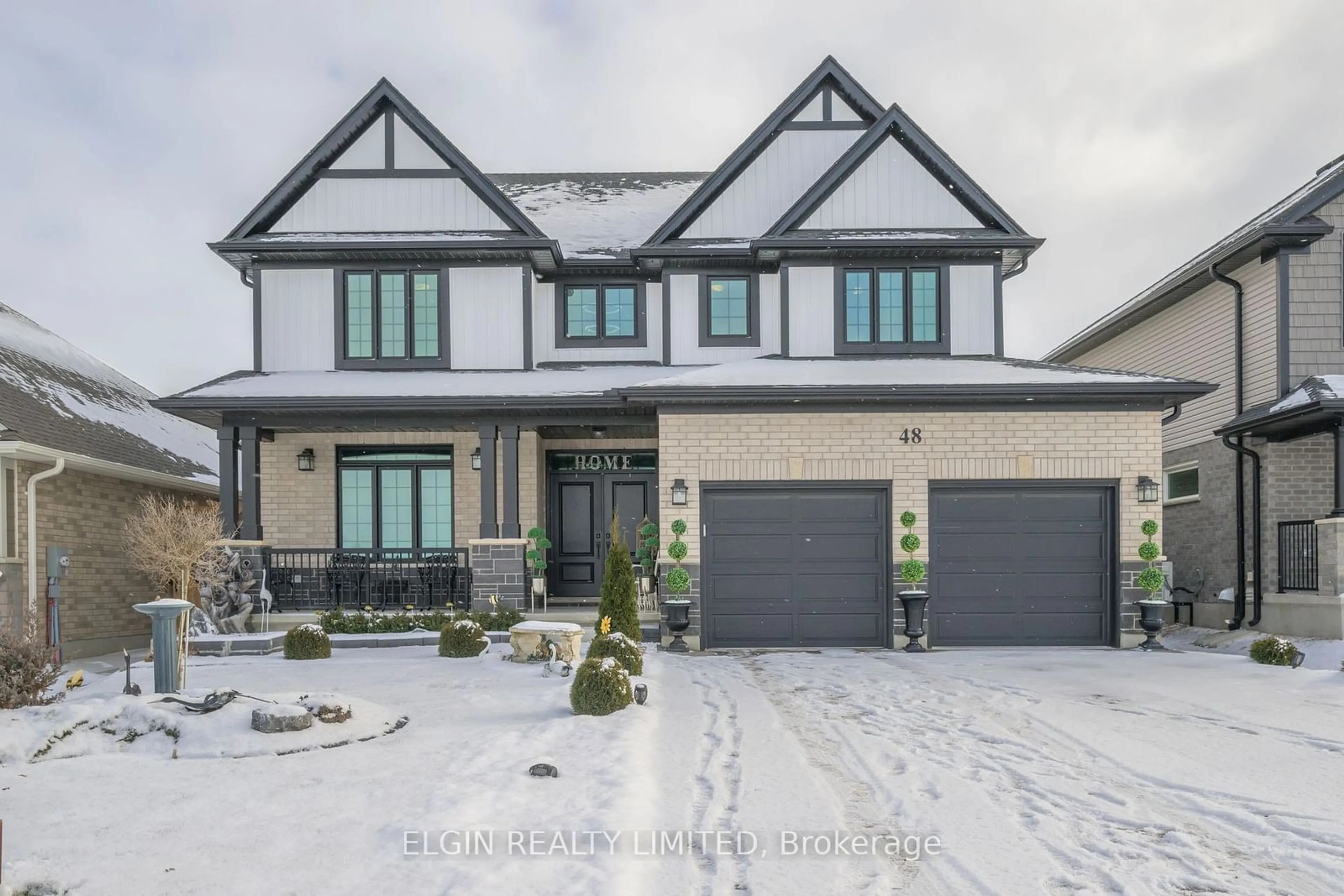 Home with brick exterior material, street for 48 Snowy Owl Tr, Central Elgin Ontario N5R 0M7