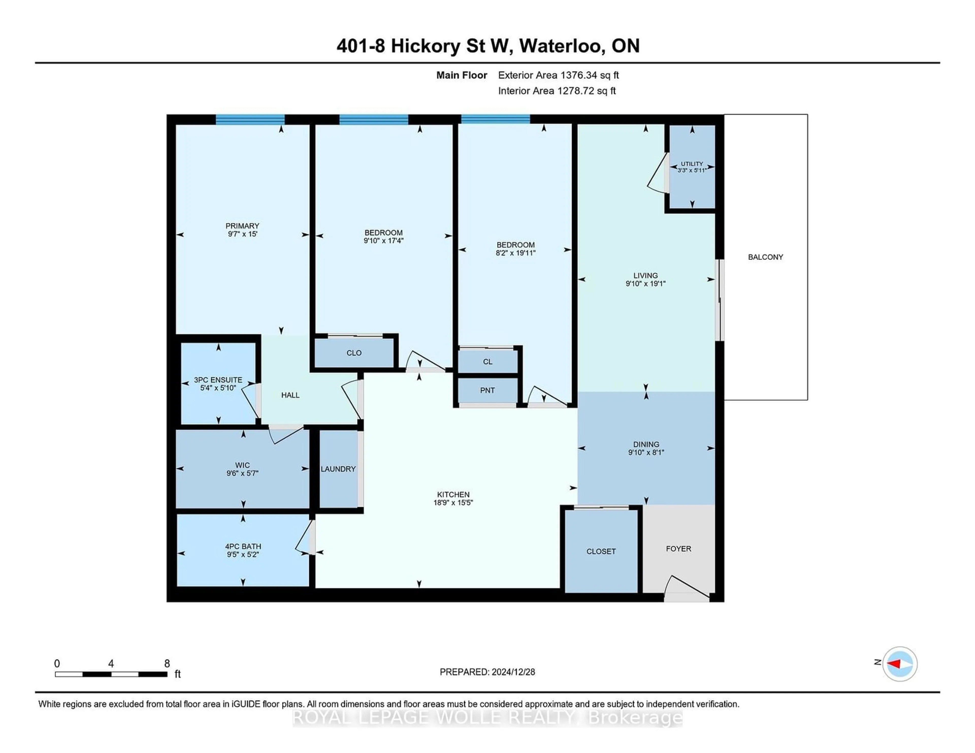 Floor plan for 8 Hickory St #401, Waterloo Ontario N2L 3H6