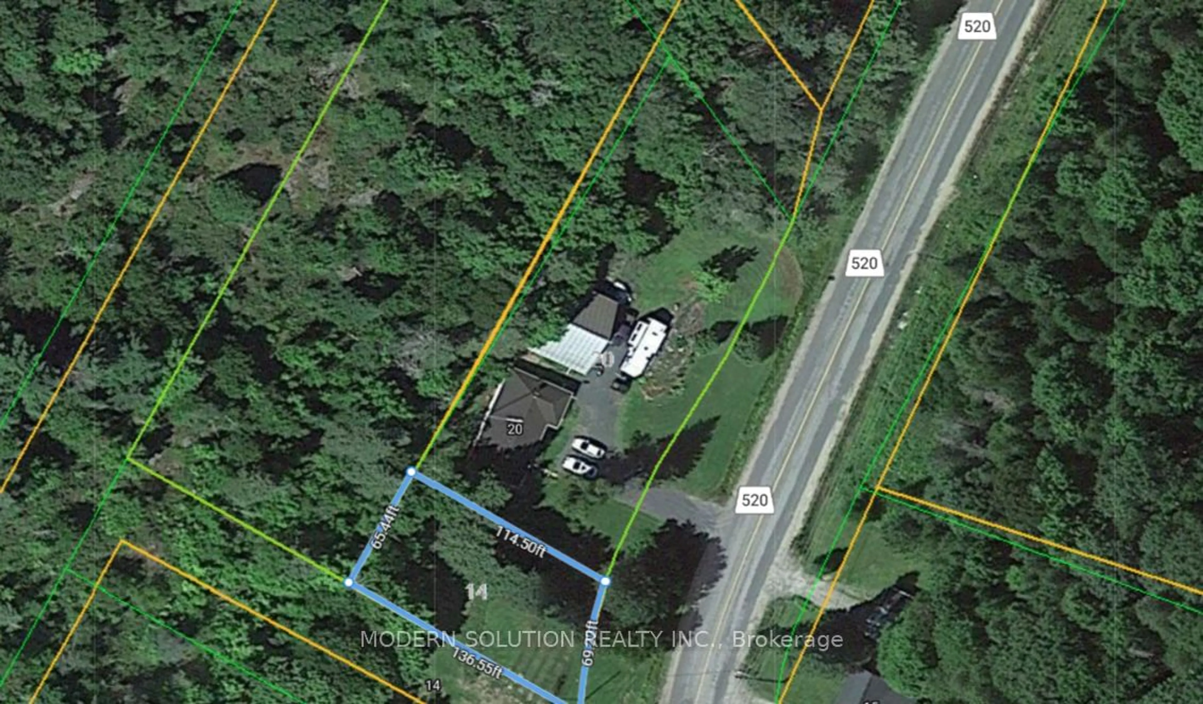 A pic from outside/outdoor area/front of a property/back of a property/a pic from drone, street for 20 & 14 Highway 520, Parry Sound Ontario P0A 1G0