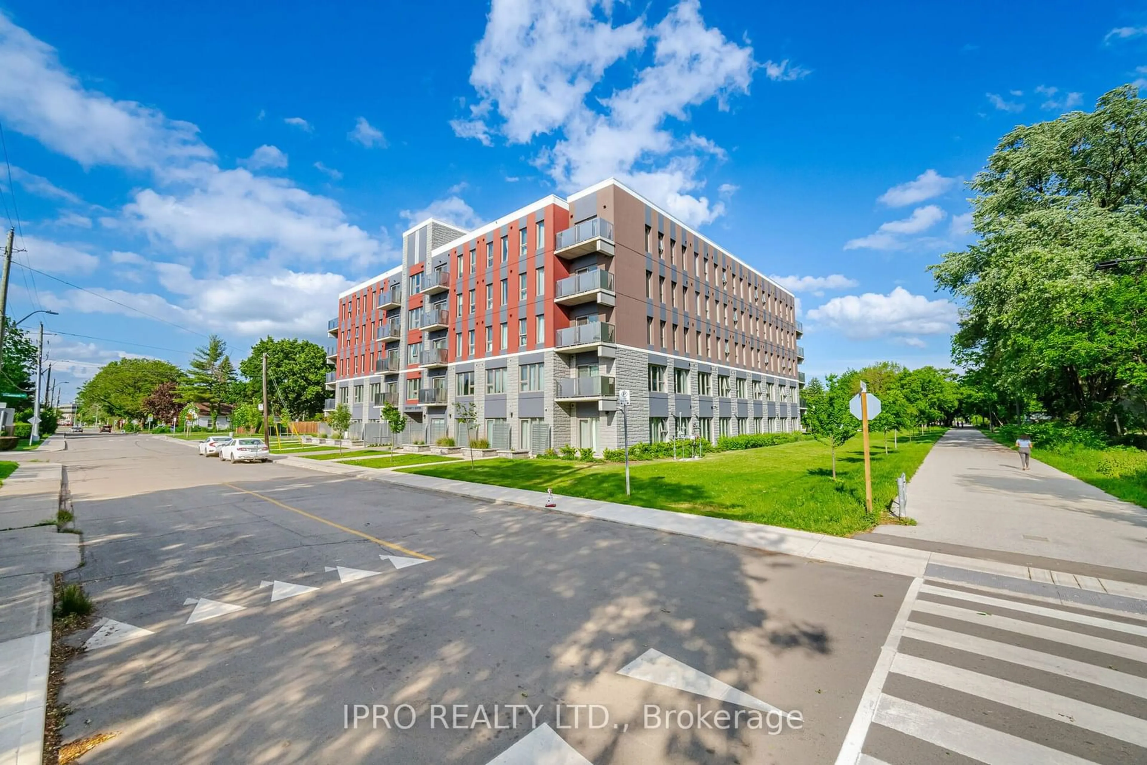 A pic from outside/outdoor area/front of a property/back of a property/a pic from drone, building for 77 Leland St #108, Hamilton Ontario L8S 3A1