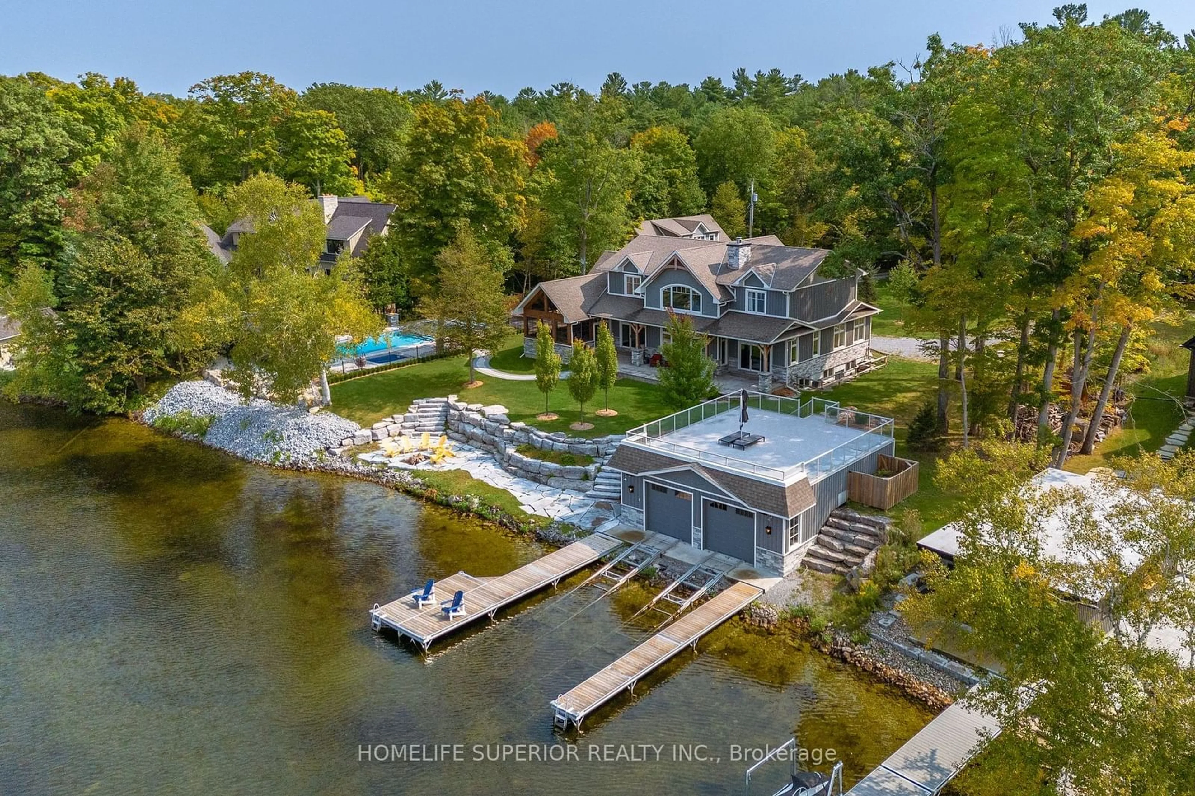 A pic from outside/outdoor area/front of a property/back of a property/a pic from drone, water/lake/river/ocean view for 580 Indian Point Rd, Kawartha Lakes Ontario K0M 1N0