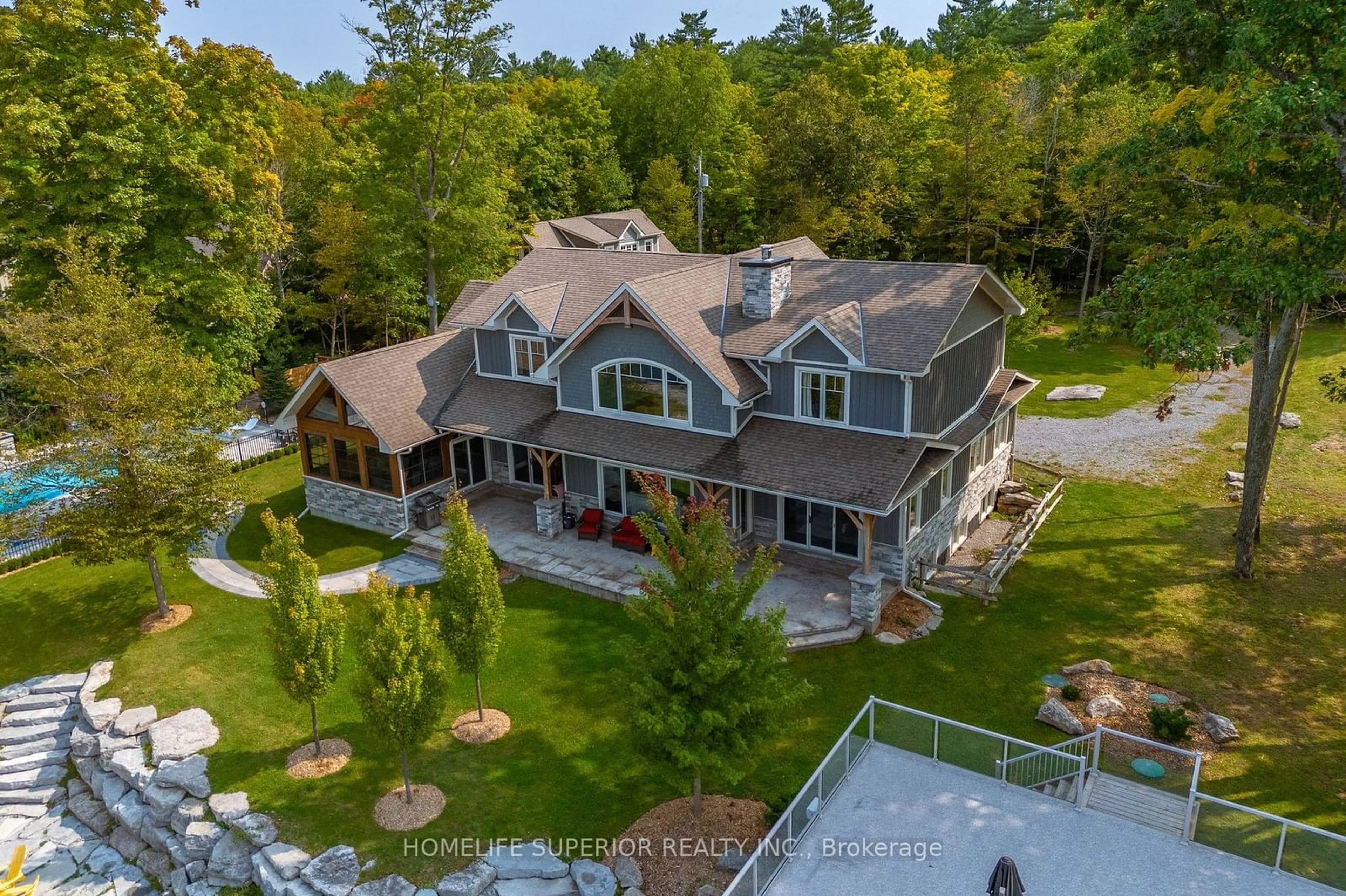 A pic from outside/outdoor area/front of a property/back of a property/a pic from drone, water/lake/river/ocean view for 580 Indian Point Rd, Kawartha Lakes Ontario K0M 1N0