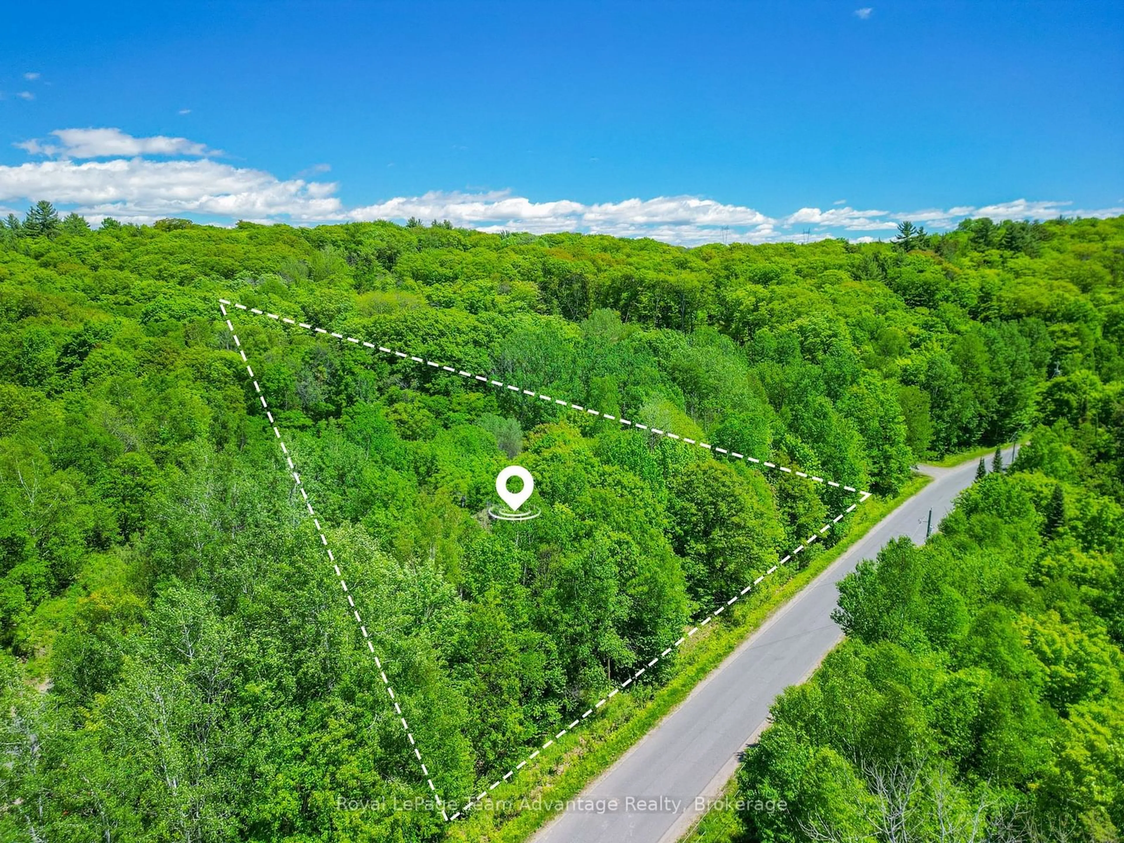A pic from outside/outdoor area/front of a property/back of a property/a pic from drone, forest/trees view for 4 Mountain Basin Dr, McDougall Ontario P2A 2W9