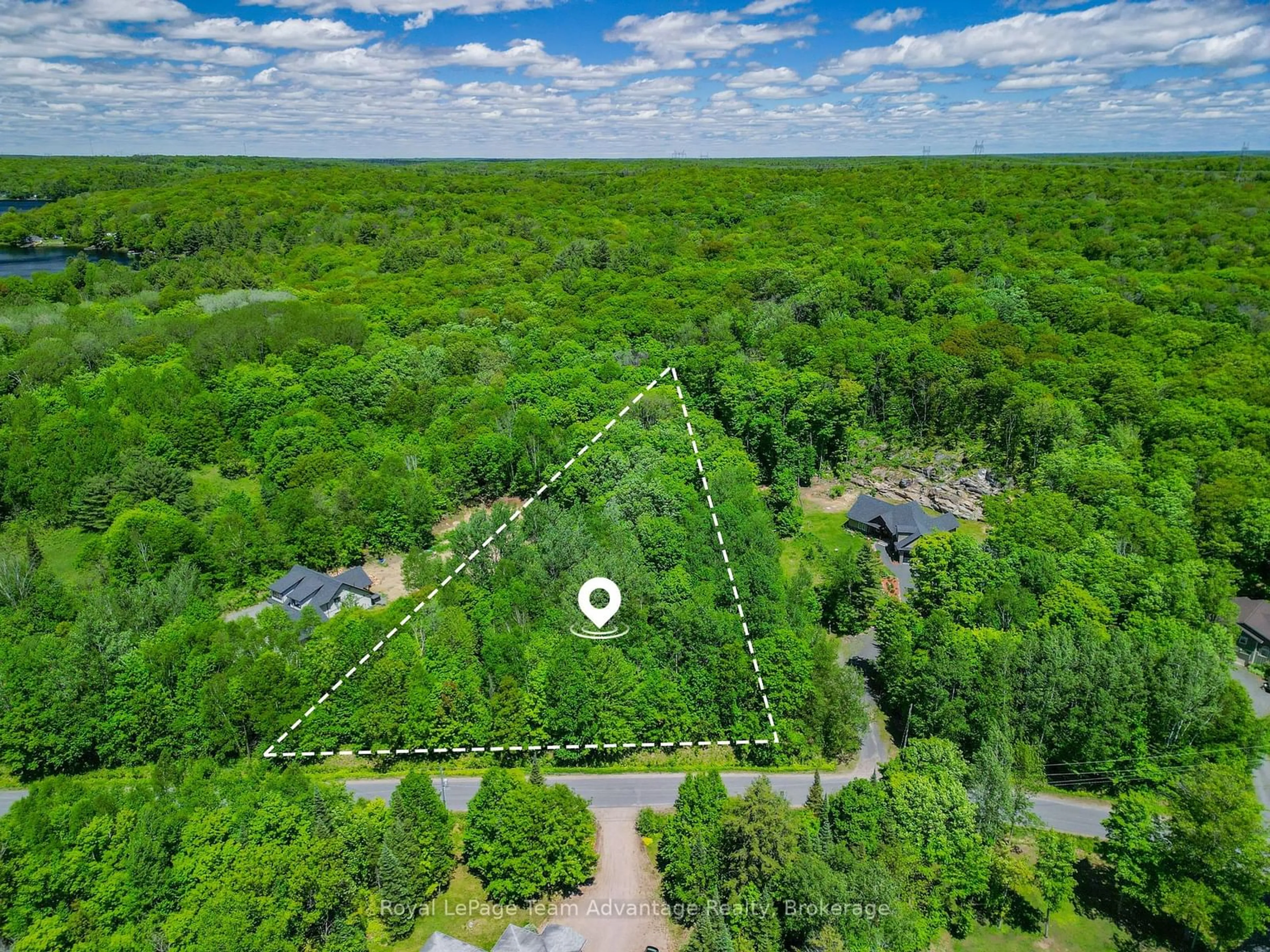A pic from outside/outdoor area/front of a property/back of a property/a pic from drone, forest/trees view for 4 Mountain Basin Dr, McDougall Ontario P2A 2W9