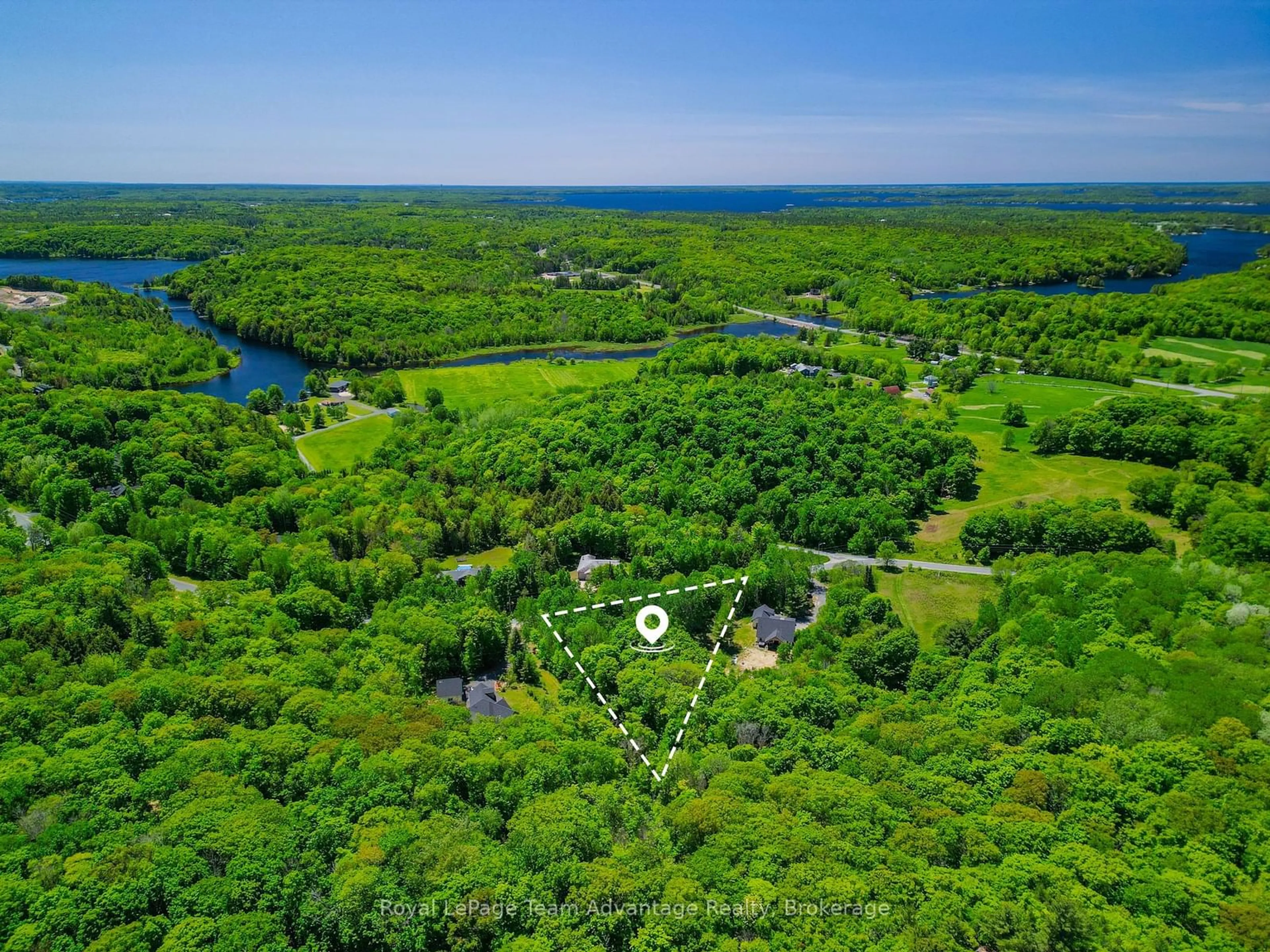 A pic from outside/outdoor area/front of a property/back of a property/a pic from drone, water/lake/river/ocean view for 4 Mountain Basin Dr, McDougall Ontario P2A 2W9