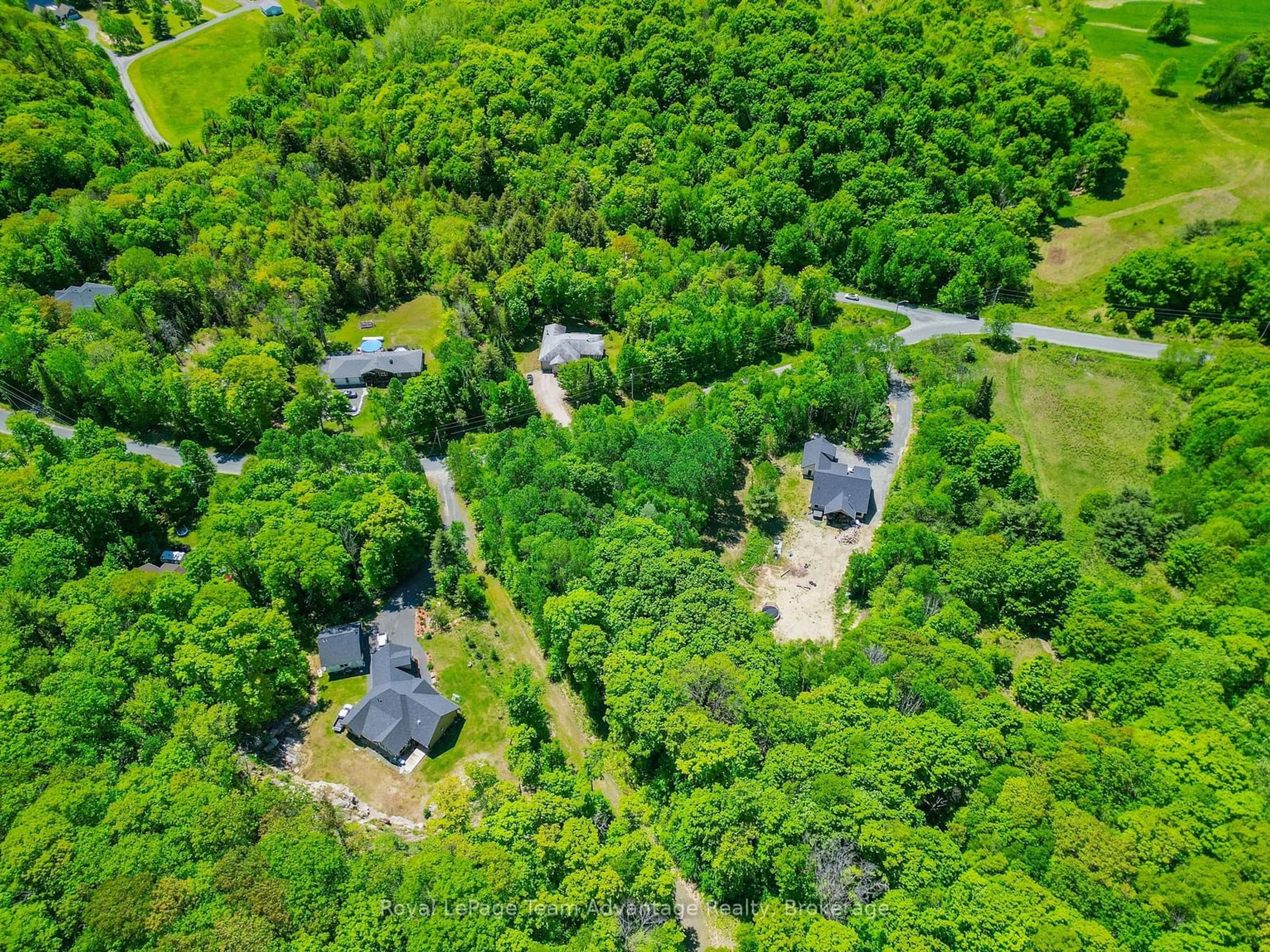 A pic from outside/outdoor area/front of a property/back of a property/a pic from drone, forest/trees view for 4 Mountain Basin Dr, McDougall Ontario P2A 2W9