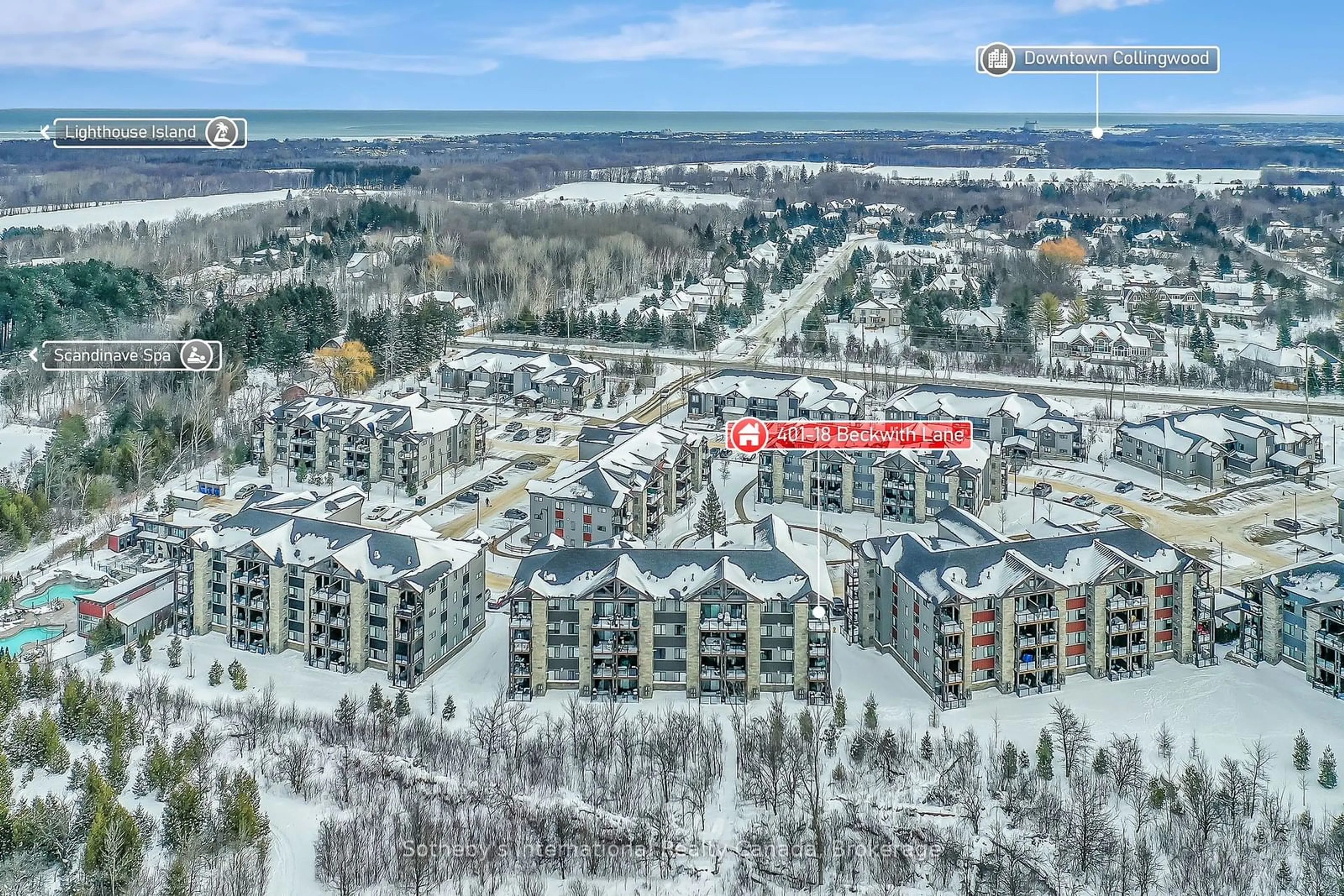 A pic from outside/outdoor area/front of a property/back of a property/a pic from drone, unknown for 18 Beckwith Lane #401, Blue Mountains Ontario L9Y 3B6