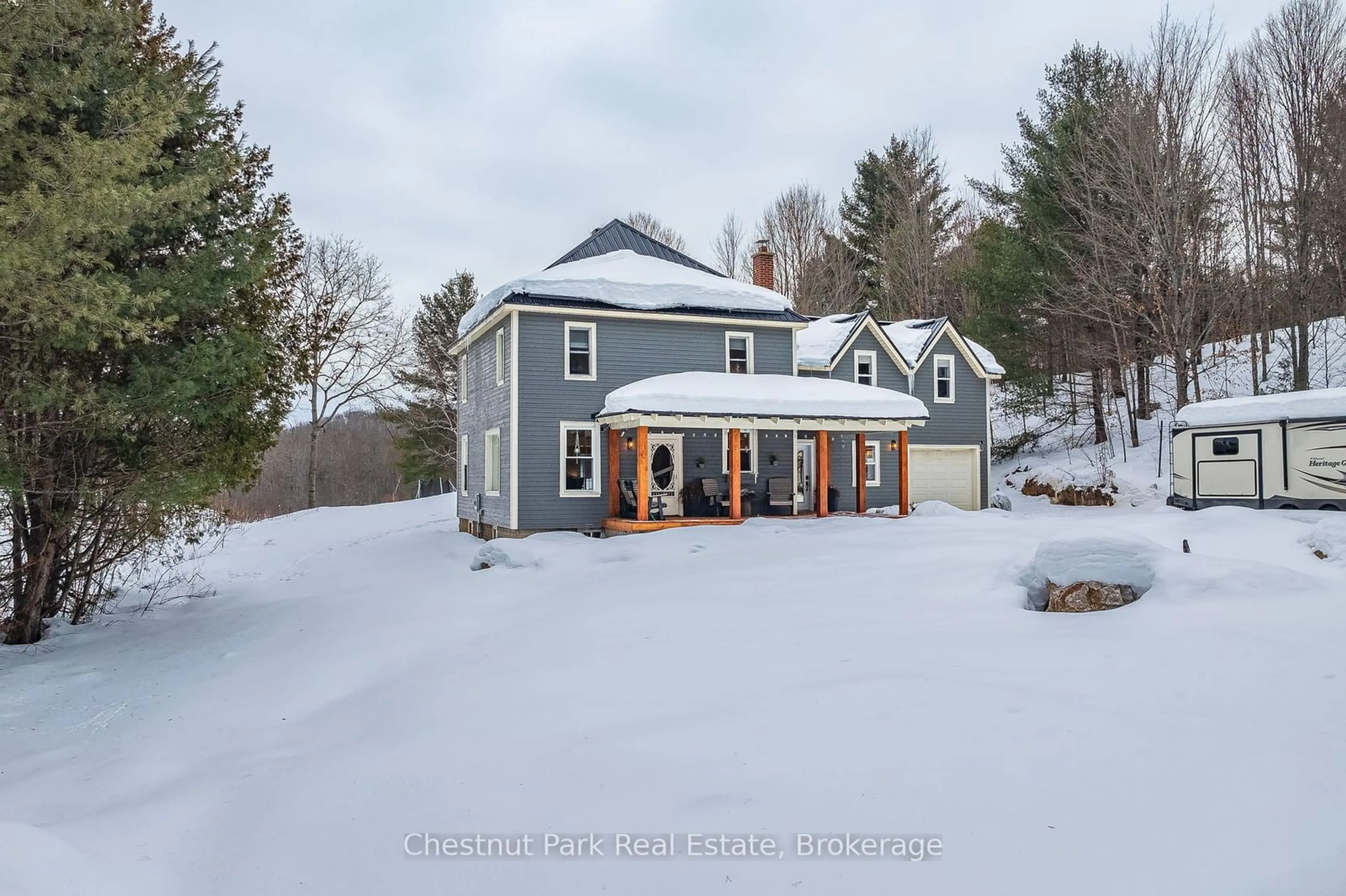 A pic from outside/outdoor area/front of a property/back of a property/a pic from drone, street for 1236 Butter & Egg Rd, Muskoka Lakes Ontario P1L 1X4