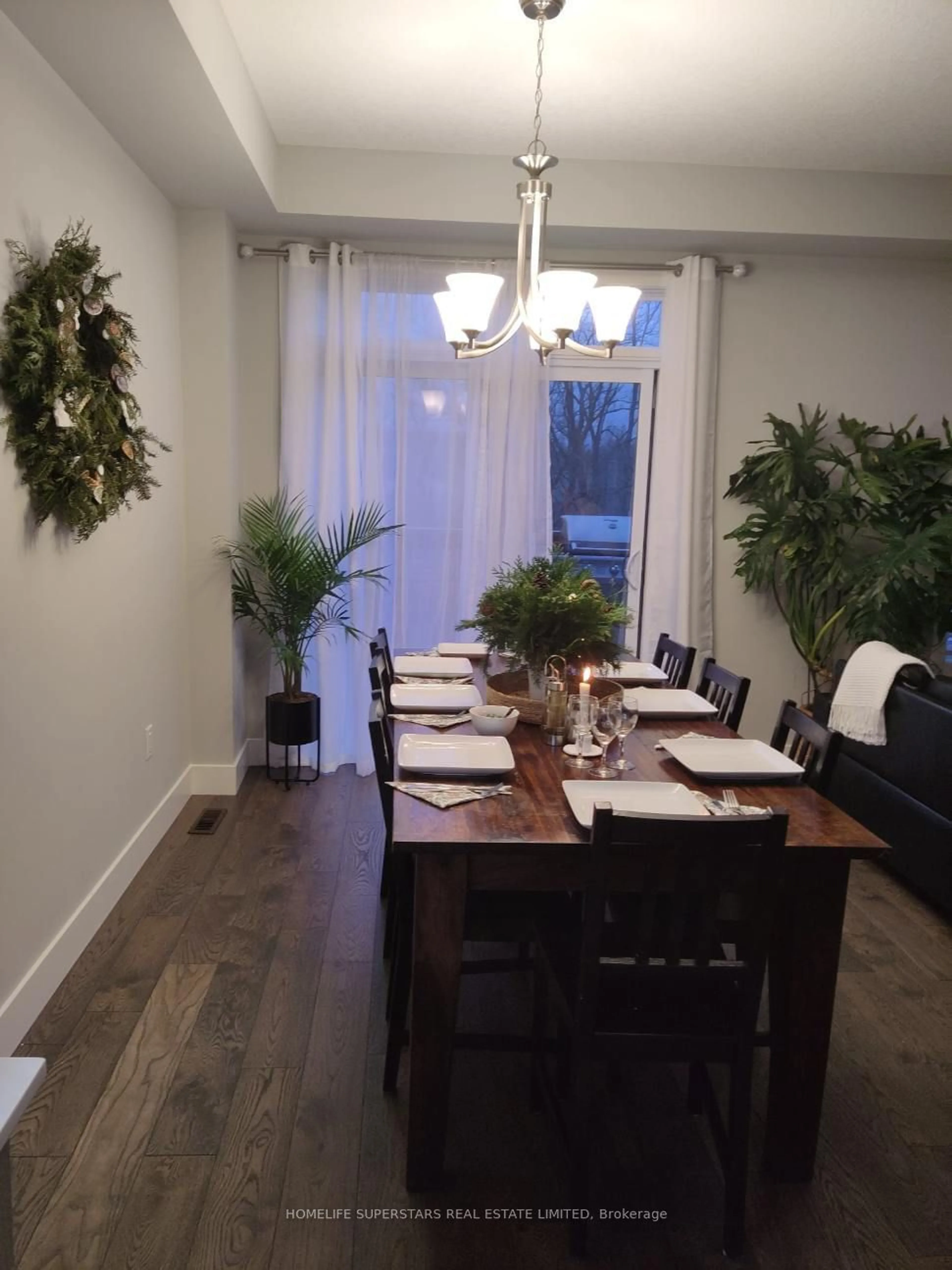 Dining room, wood/laminate floor for 177 Edgevalley Rd #122, London Ontario N5V 0C5