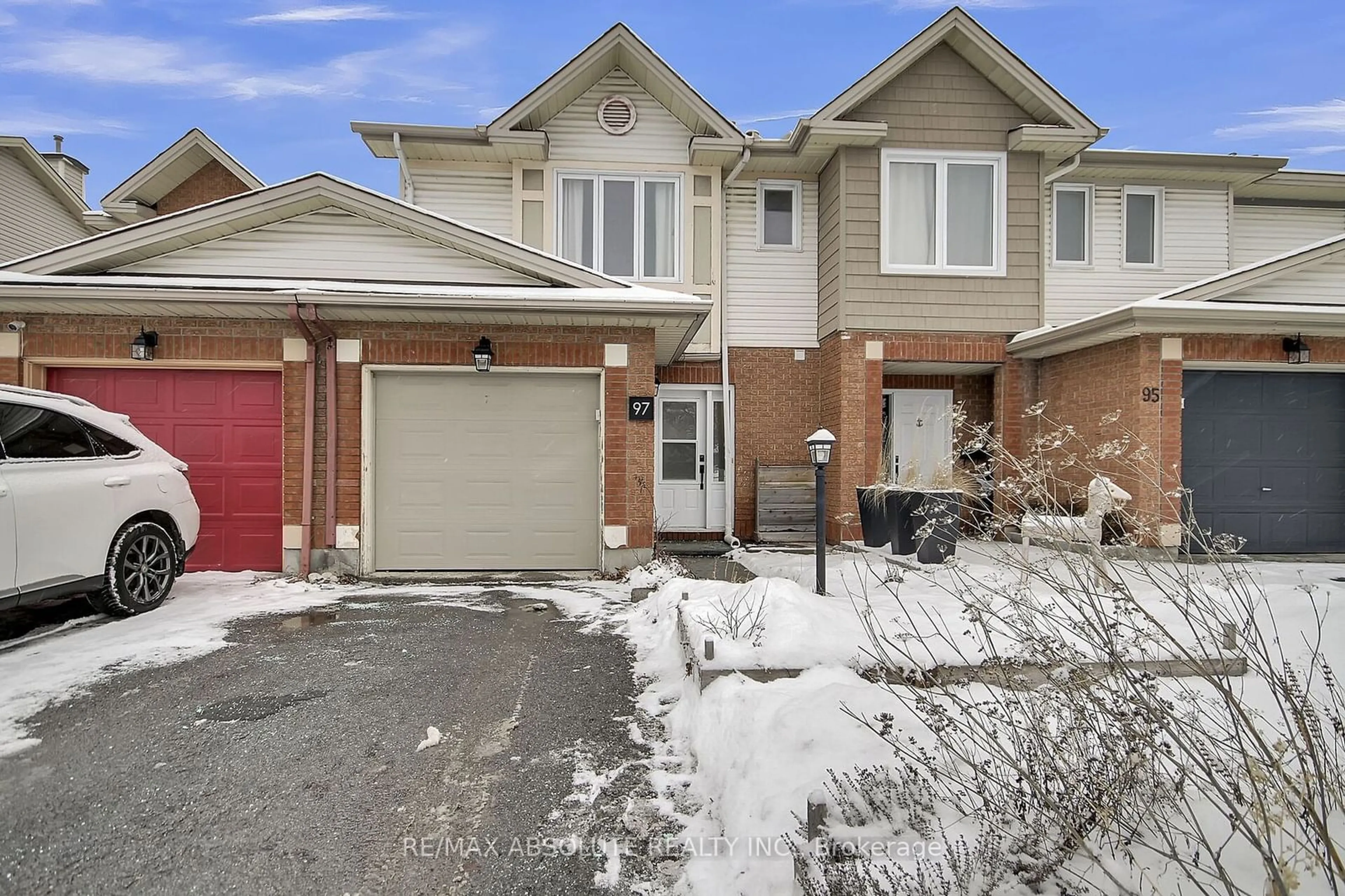 Home with brick exterior material, street for 97 Queensbury Dr, Barrhaven Ontario K2J 4P3