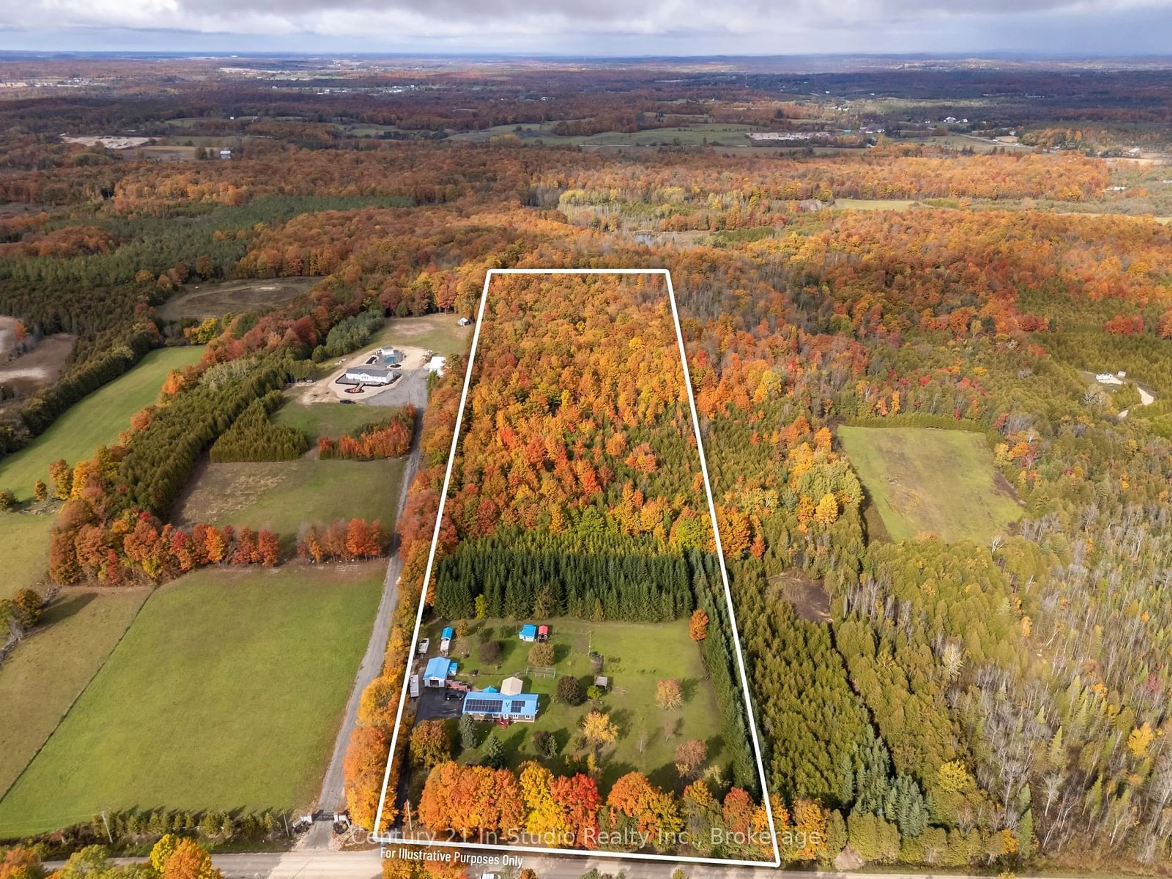 A pic from outside/outdoor area/front of a property/back of a property/a pic from drone, forest/trees view for 582815 Sideroad 9B, Chatsworth Ontario N0H 2V0