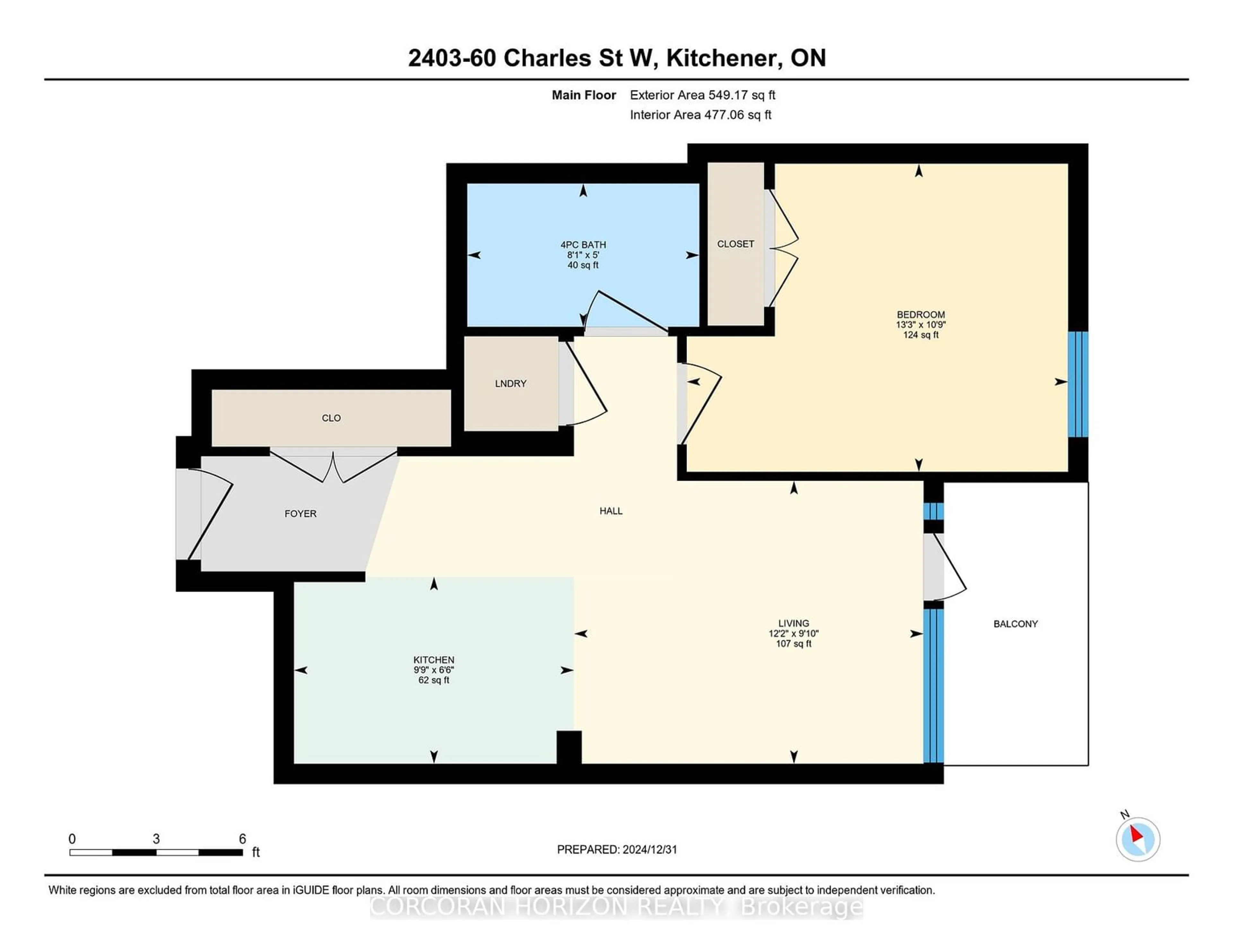 Floor plan for 60 Charles St #2403, Kitchener Ontario N2G 0C9