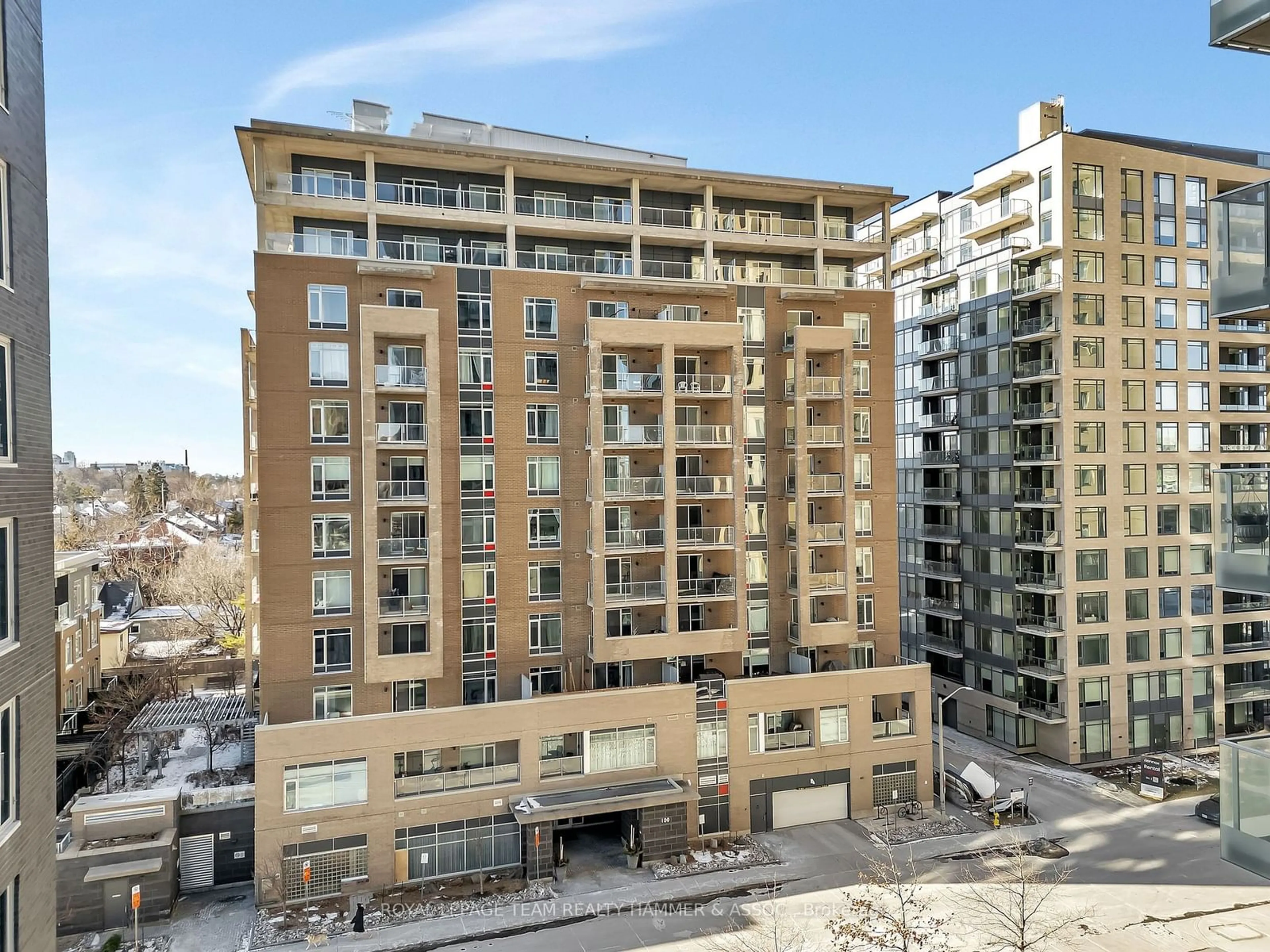 A pic from outside/outdoor area/front of a property/back of a property/a pic from drone, city buildings view from balcony for 100 Champagne Ave #408, Dows Lake - Civic Hospital and Area Ontario K1S 4P4