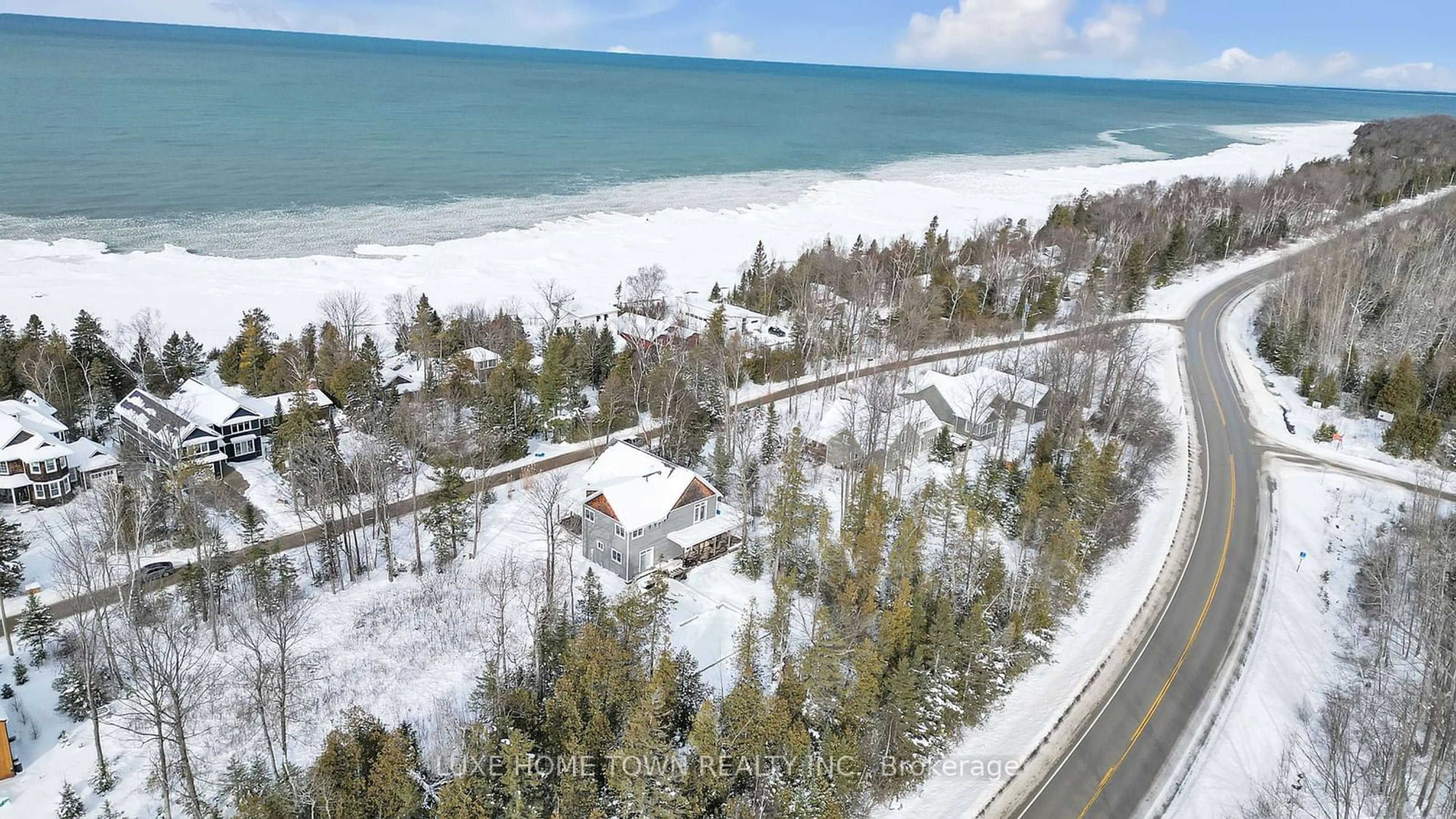 A pic from outside/outdoor area/front of a property/back of a property/a pic from drone, water/lake/river/ocean view for 545 Eckford Ave, Saugeen Shores Ontario N0H 2L0