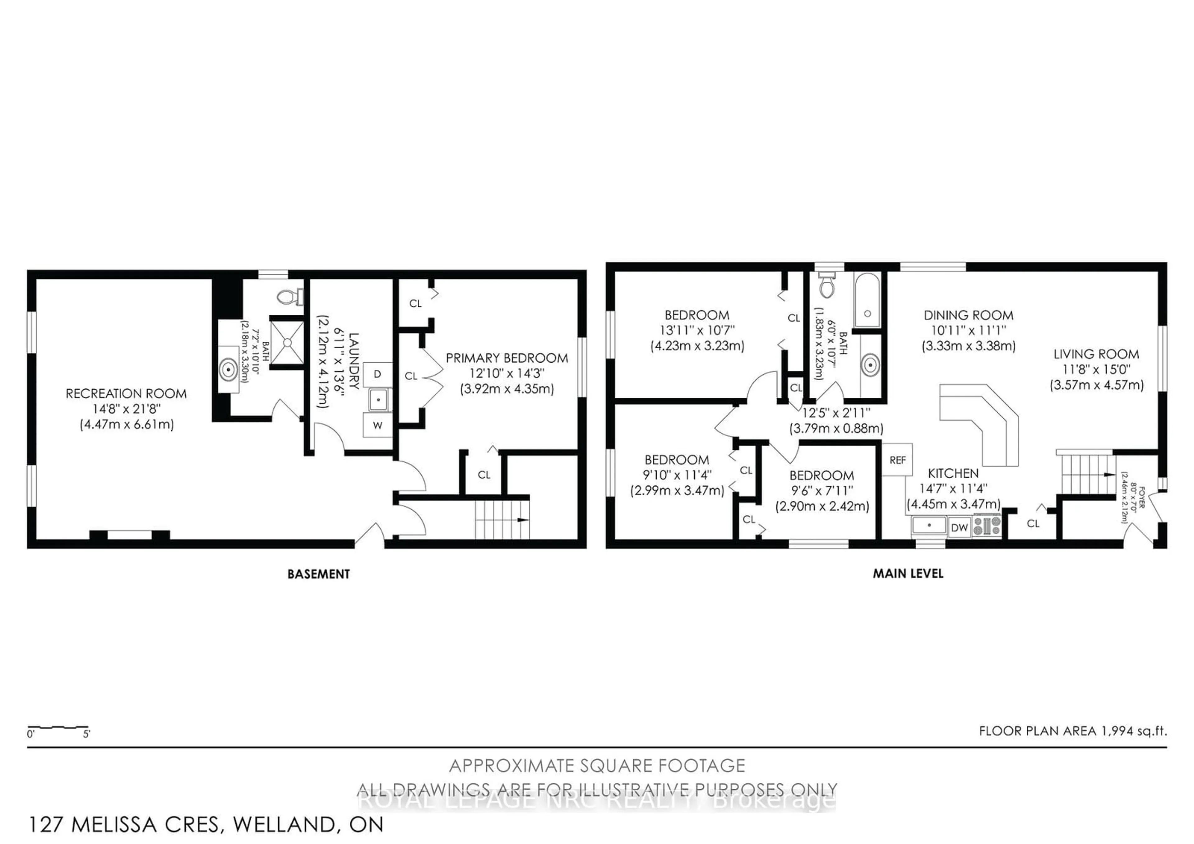 Floor plan for 127 Melissa Cres, Welland Ontario L3C 6M5