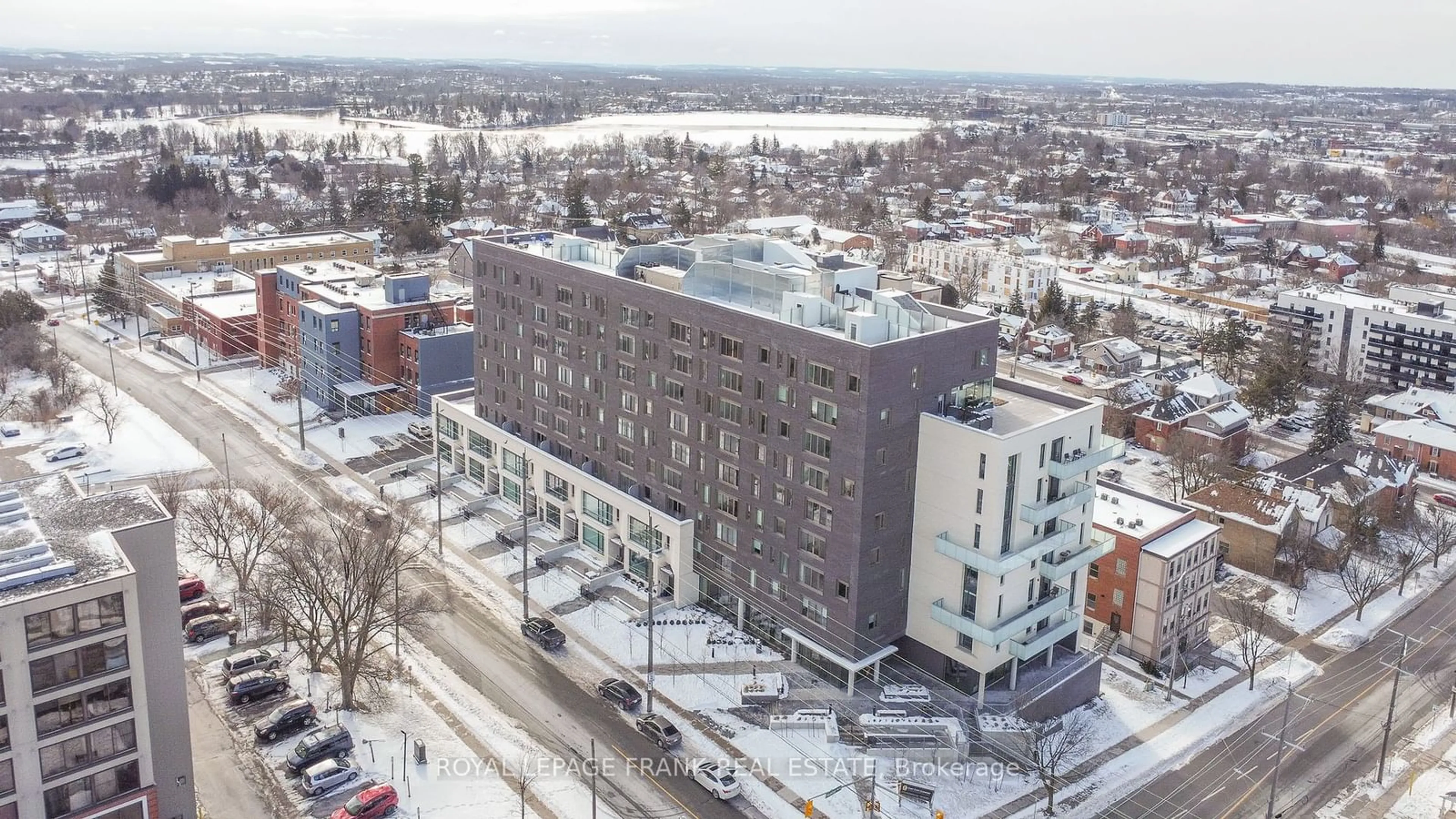 A pic from outside/outdoor area/front of a property/back of a property/a pic from drone, city buildings view from balcony for 195 Hunter St #805, Peterborough Ontario K9H 1G9