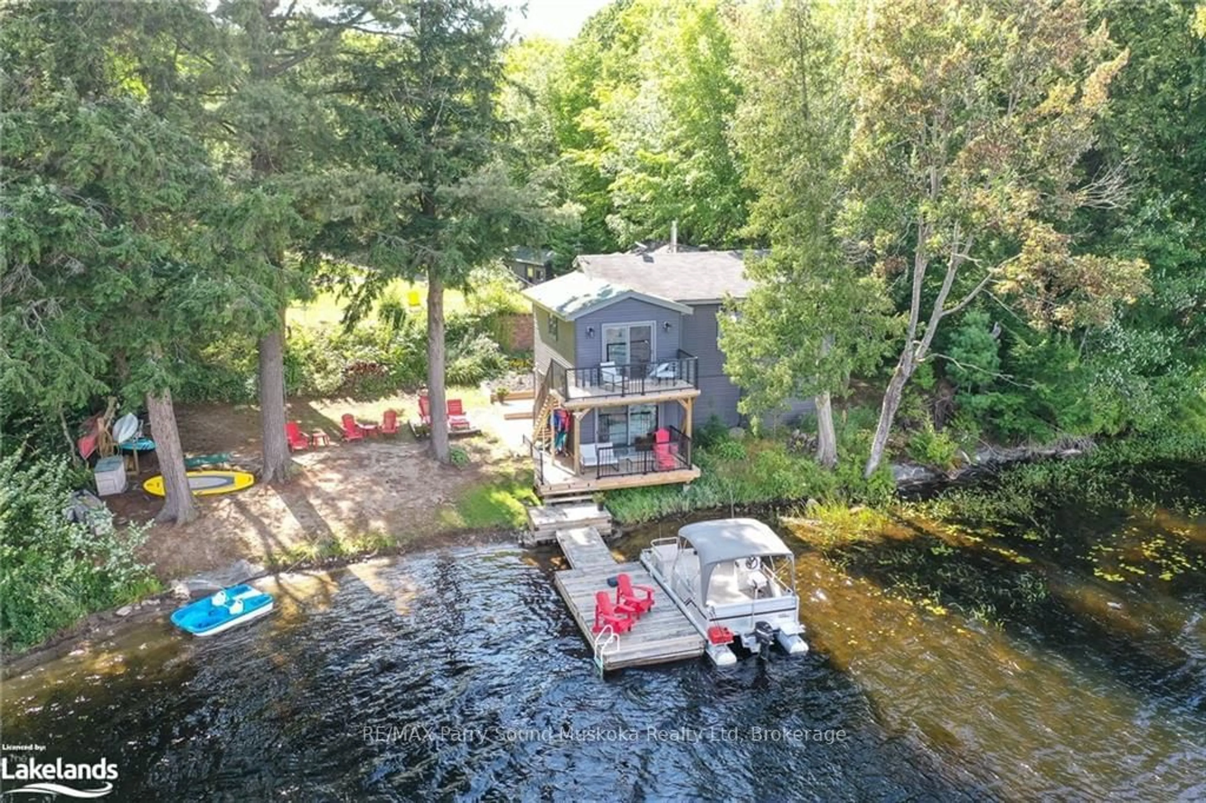 A pic from outside/outdoor area/front of a property/back of a property/a pic from drone, water/lake/river/ocean view for 10 KELLINGTON POINT Rd, Seguin Ontario P2A 0B6