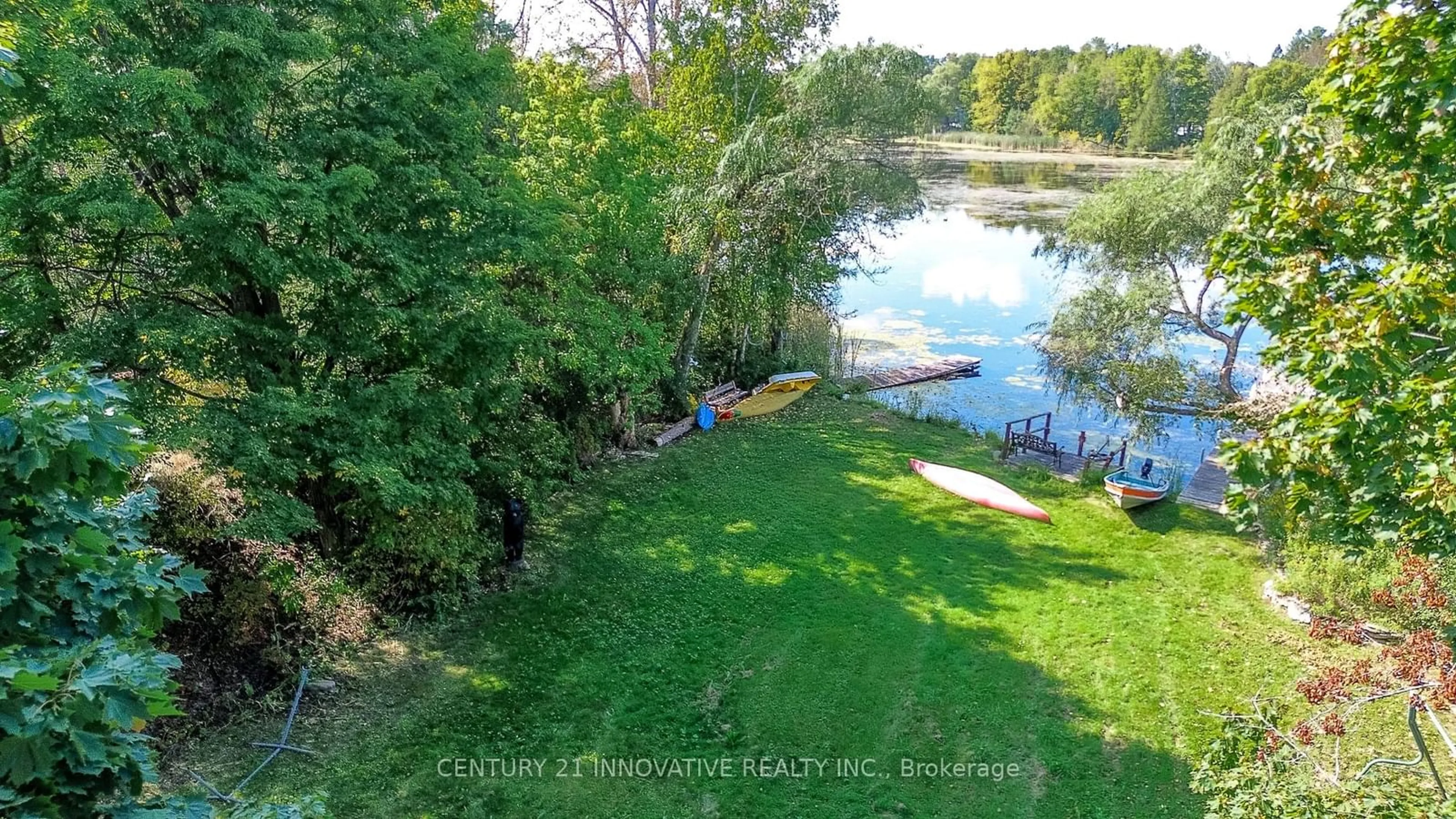 A pic from outside/outdoor area/front of a property/back of a property/a pic from drone, water/lake/river/ocean view for 14 Hargrave Rd, Kawartha Lakes Ontario K0M 2B0