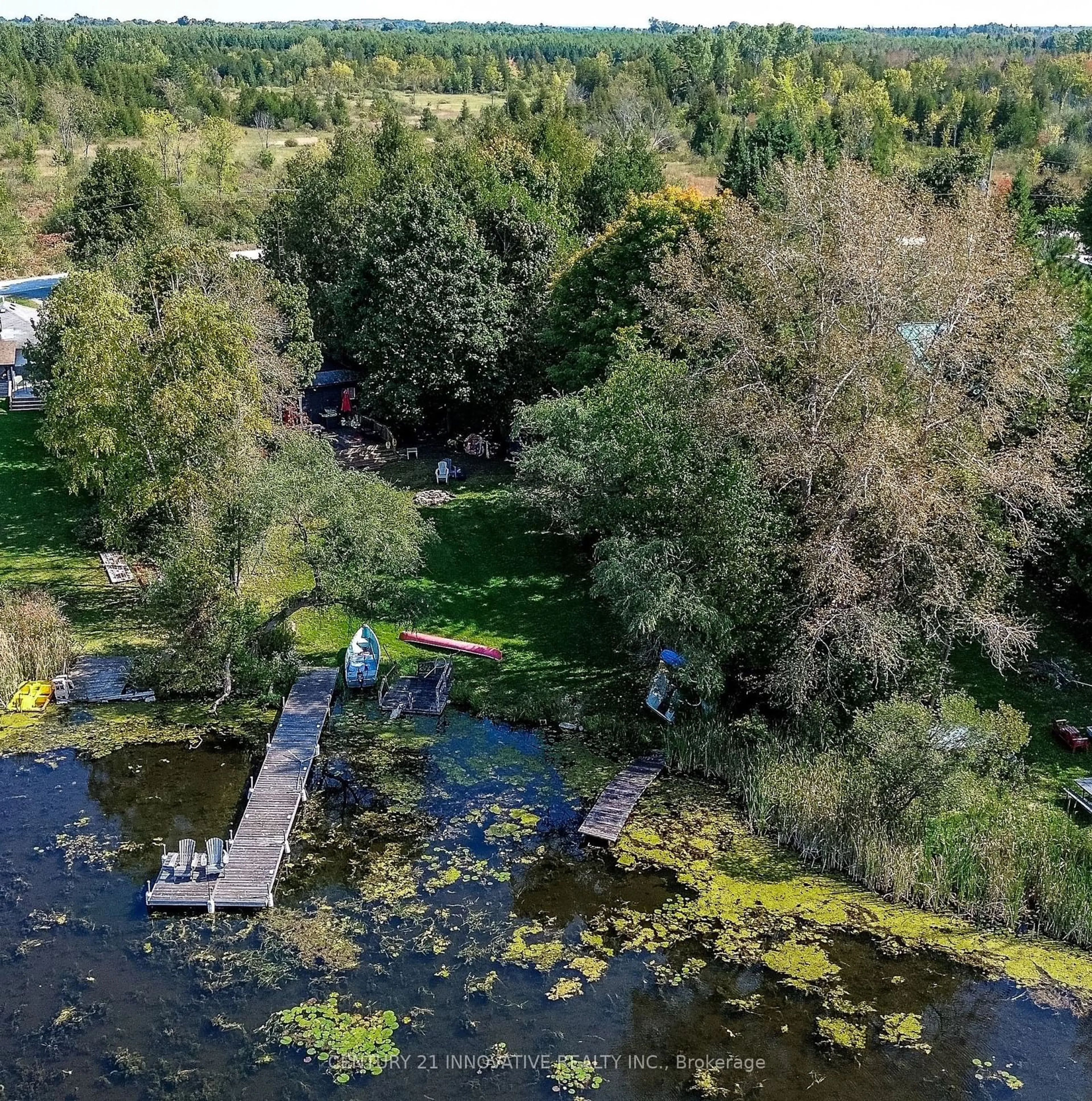 A pic from outside/outdoor area/front of a property/back of a property/a pic from drone, water/lake/river/ocean view for 14 Hargrave Rd, Kawartha Lakes Ontario K0M 2B0