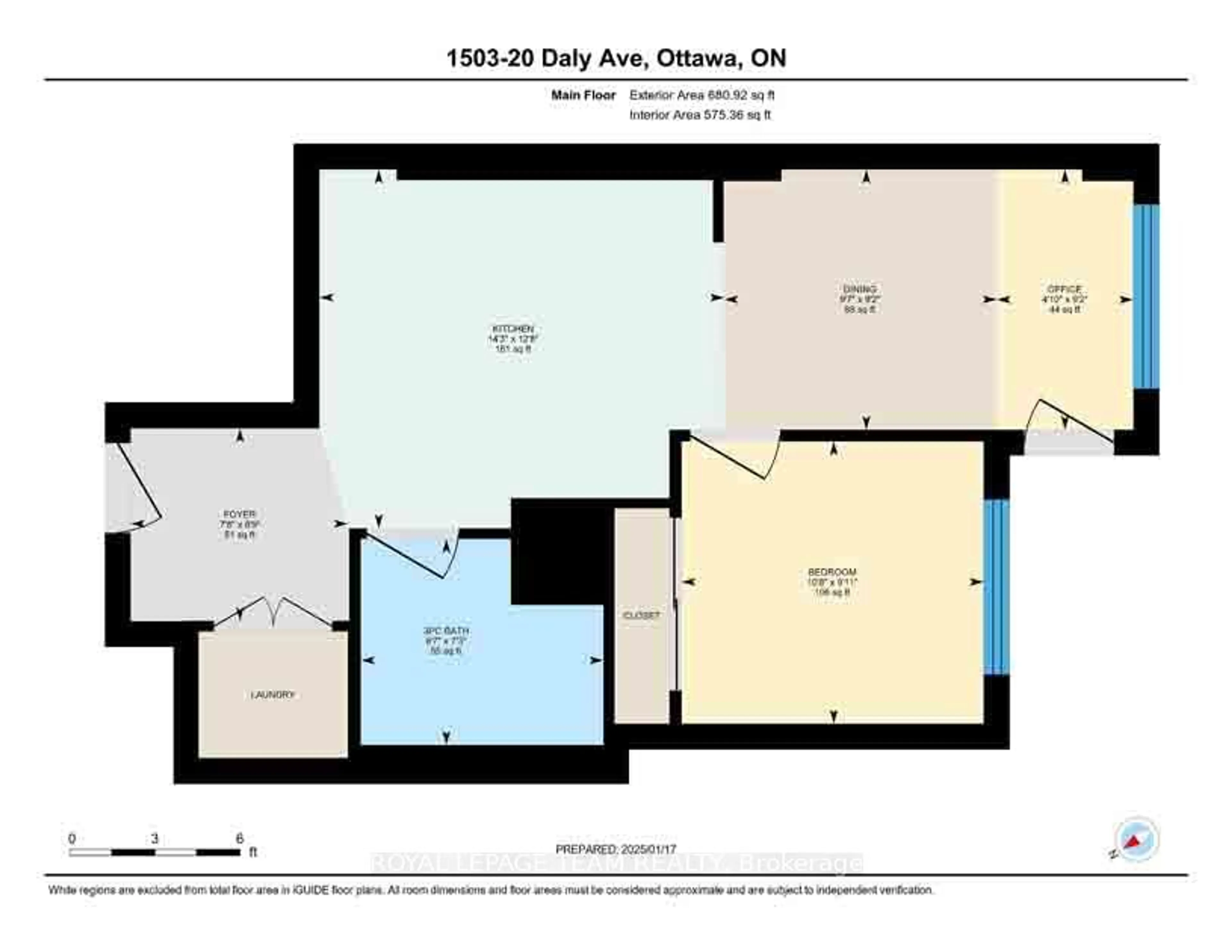 Floor plan for 20 Daly Ave #1503, Lower Town - Sandy Hill Ontario K1N 0C6