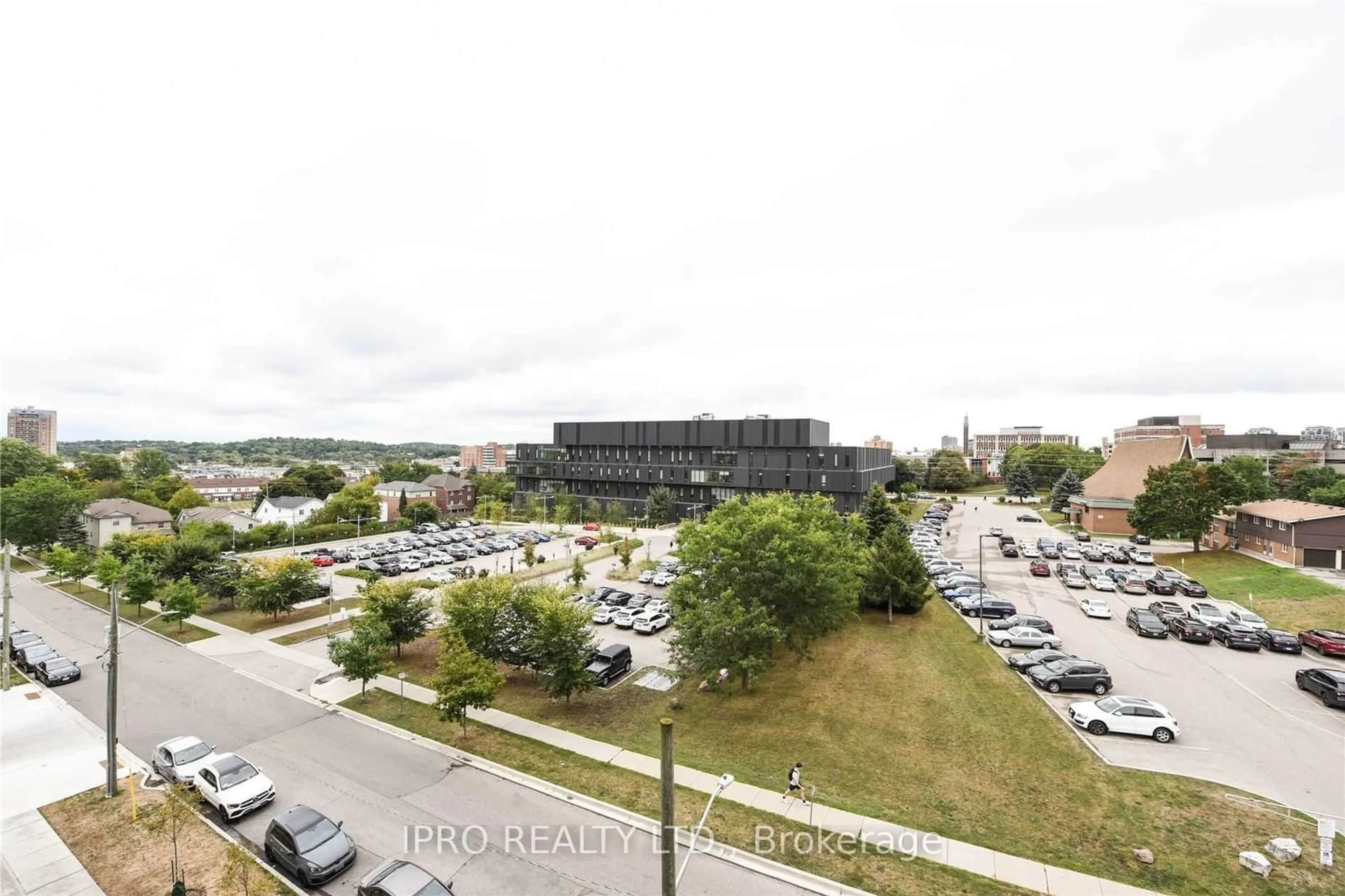 A pic from outside/outdoor area/front of a property/back of a property/a pic from drone, city buildings view from balcony for 275 Larch St #B211, Waterloo Ontario N2L 3R2